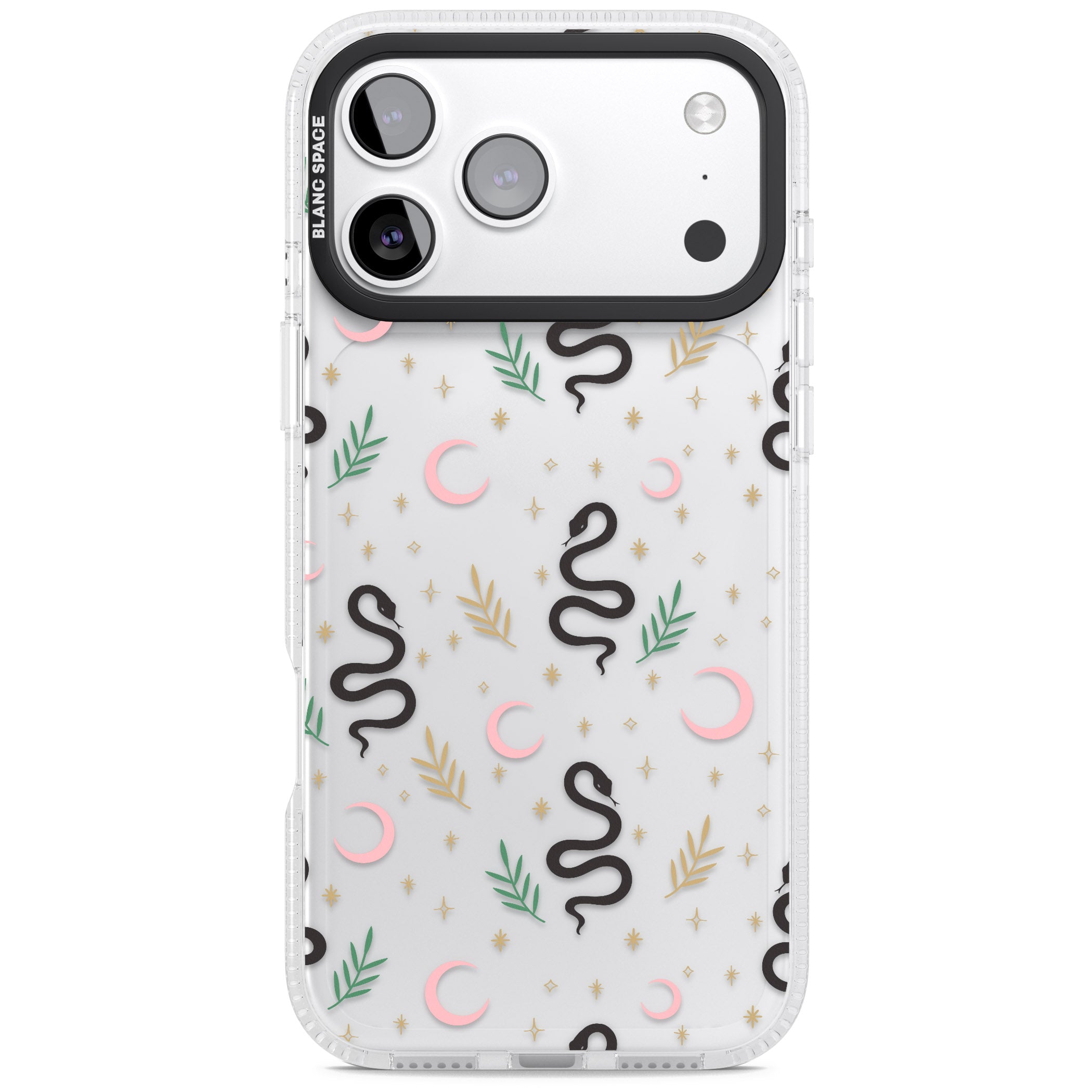 Snake & Moon Pattern iPhone 17 Pro Impact Air Clear Phone Case