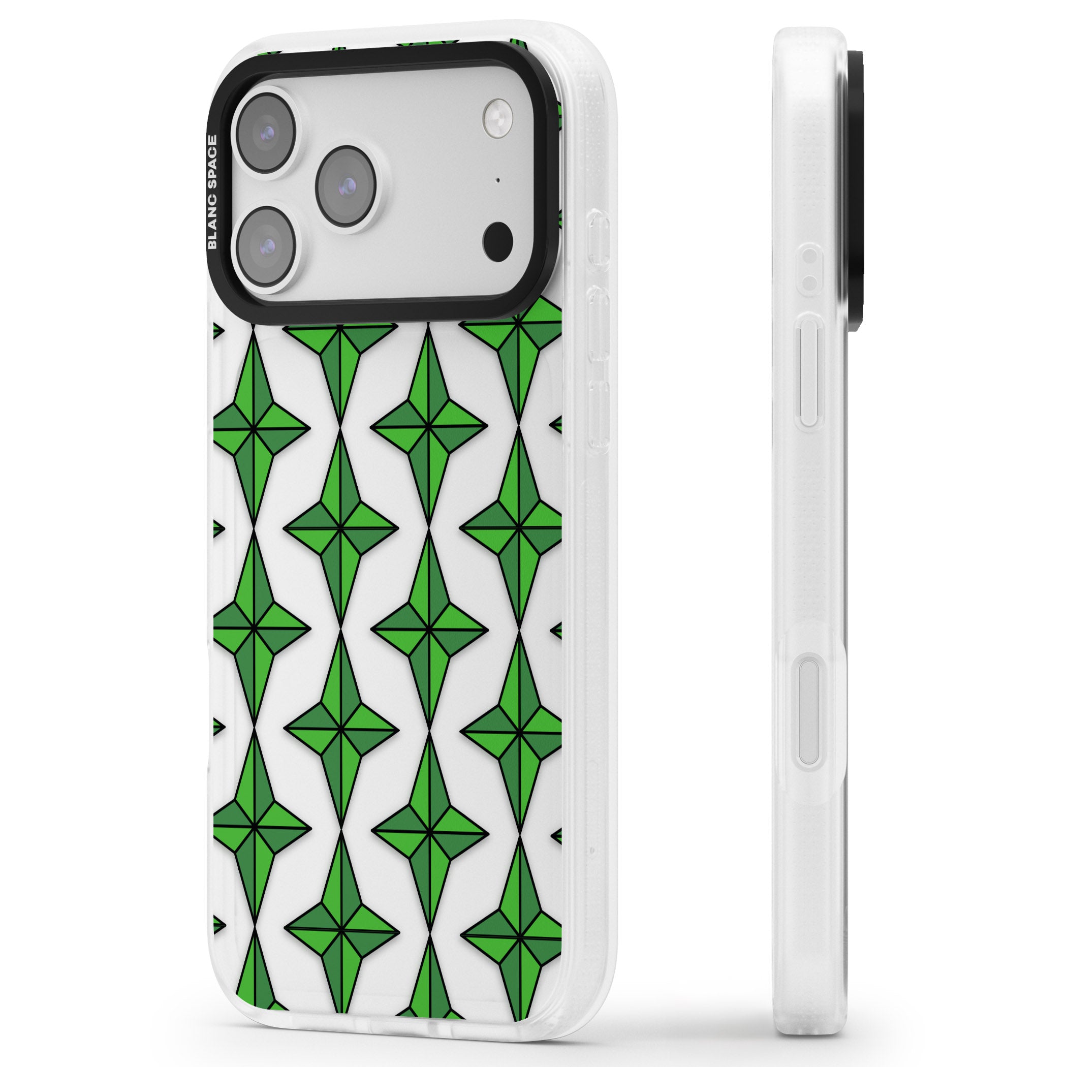 Emerald Stars Pattern (Clear) iPhone 17 Pro Impact Air Clear Phone Case Side Profile