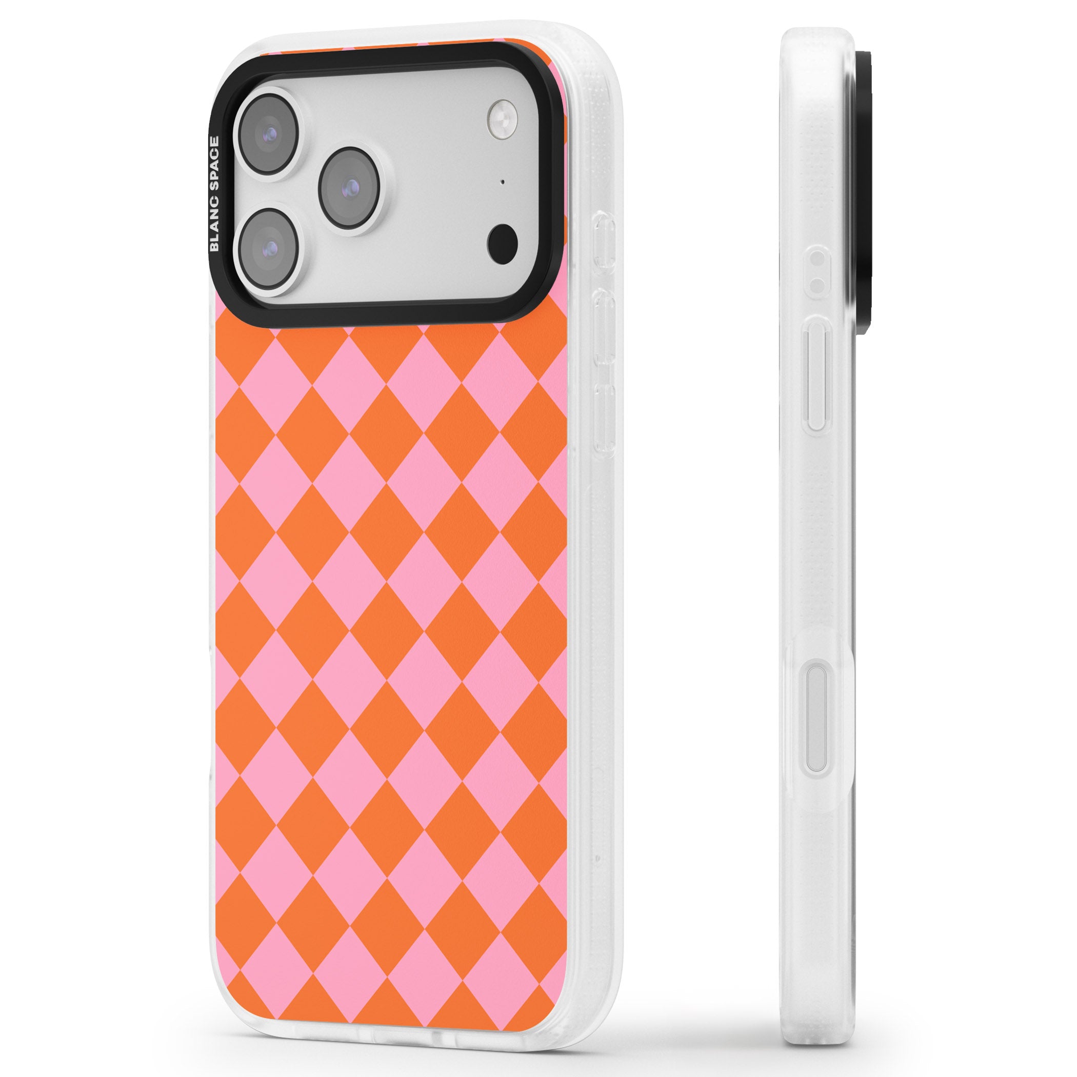 Retro Sunset Diamond Plaid iPhone 17 Pro Impact Air Clear Phone Case Side Profile