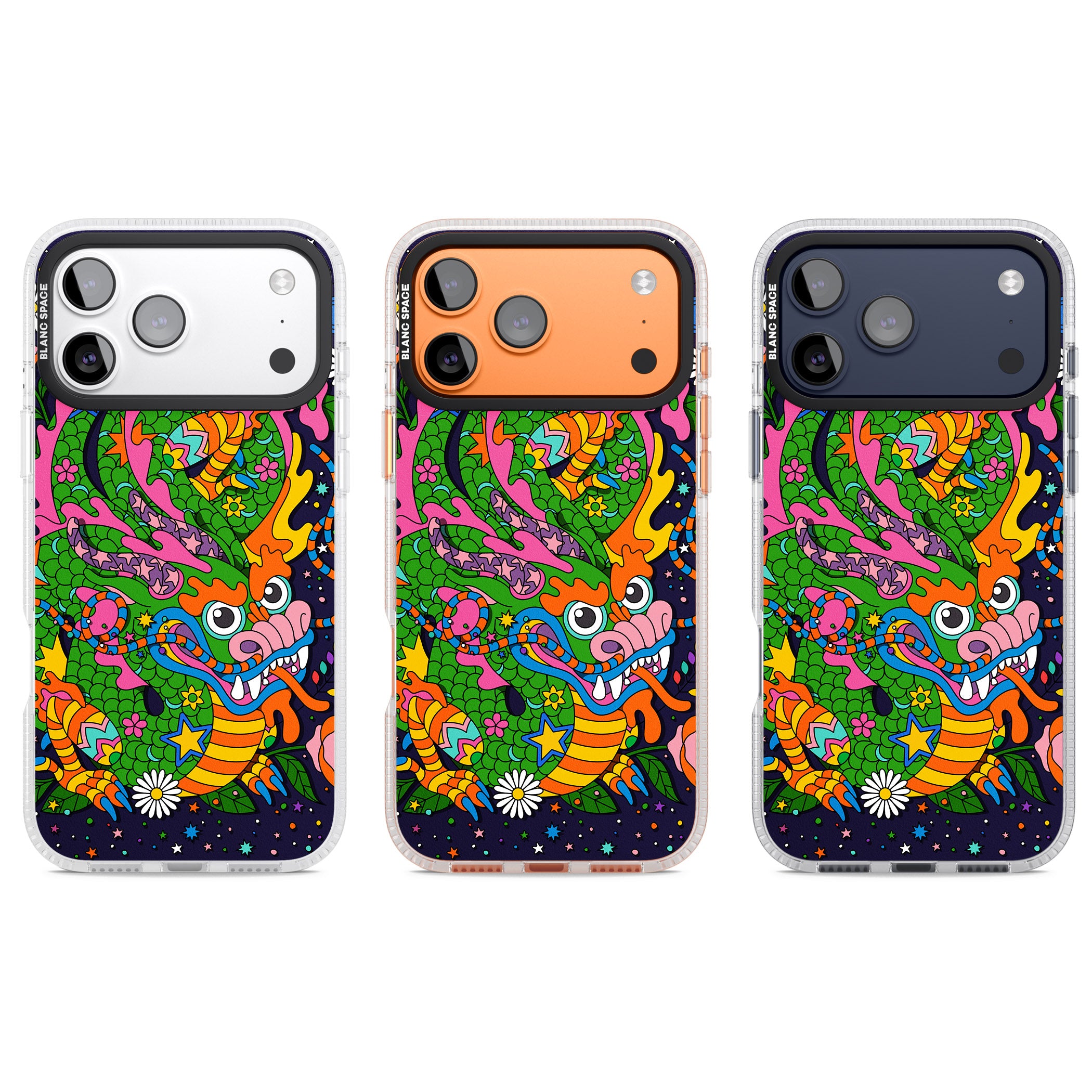 Psychedelic Jungle Dragon (Purple) iPhone 17 Pro Impact Air Clear Phone Case APT Impact Protection
