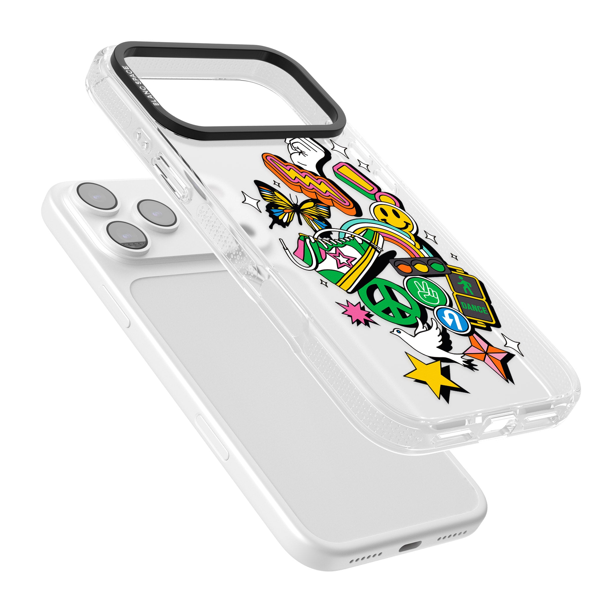 Nostalgic Sticker Collage iPhone 17 Pro Impact Air Clear Phone Case Colours