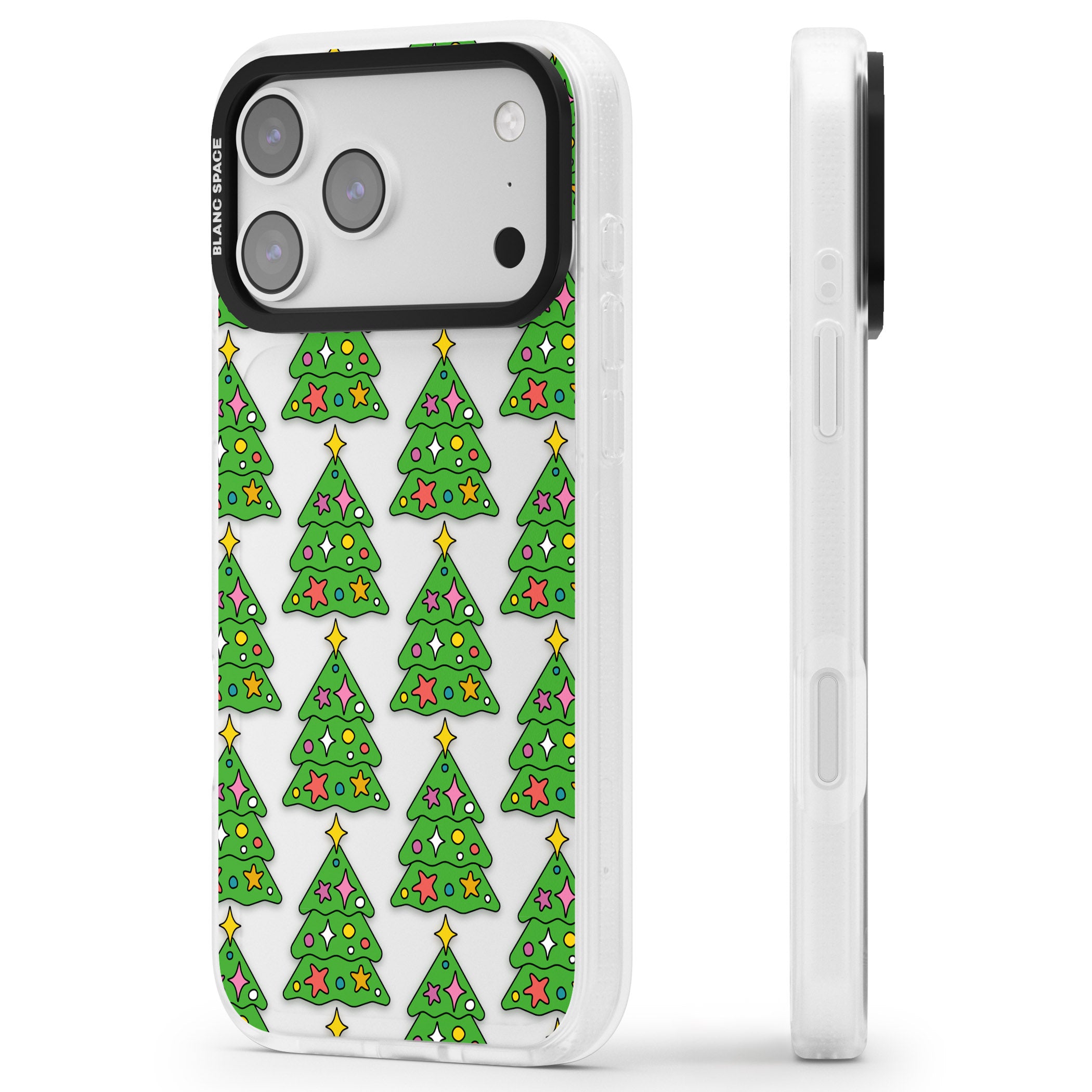 Christmas Tree Pattern (Clear) iPhone 17 Pro Impact Air Clear Phone Case Side Profile