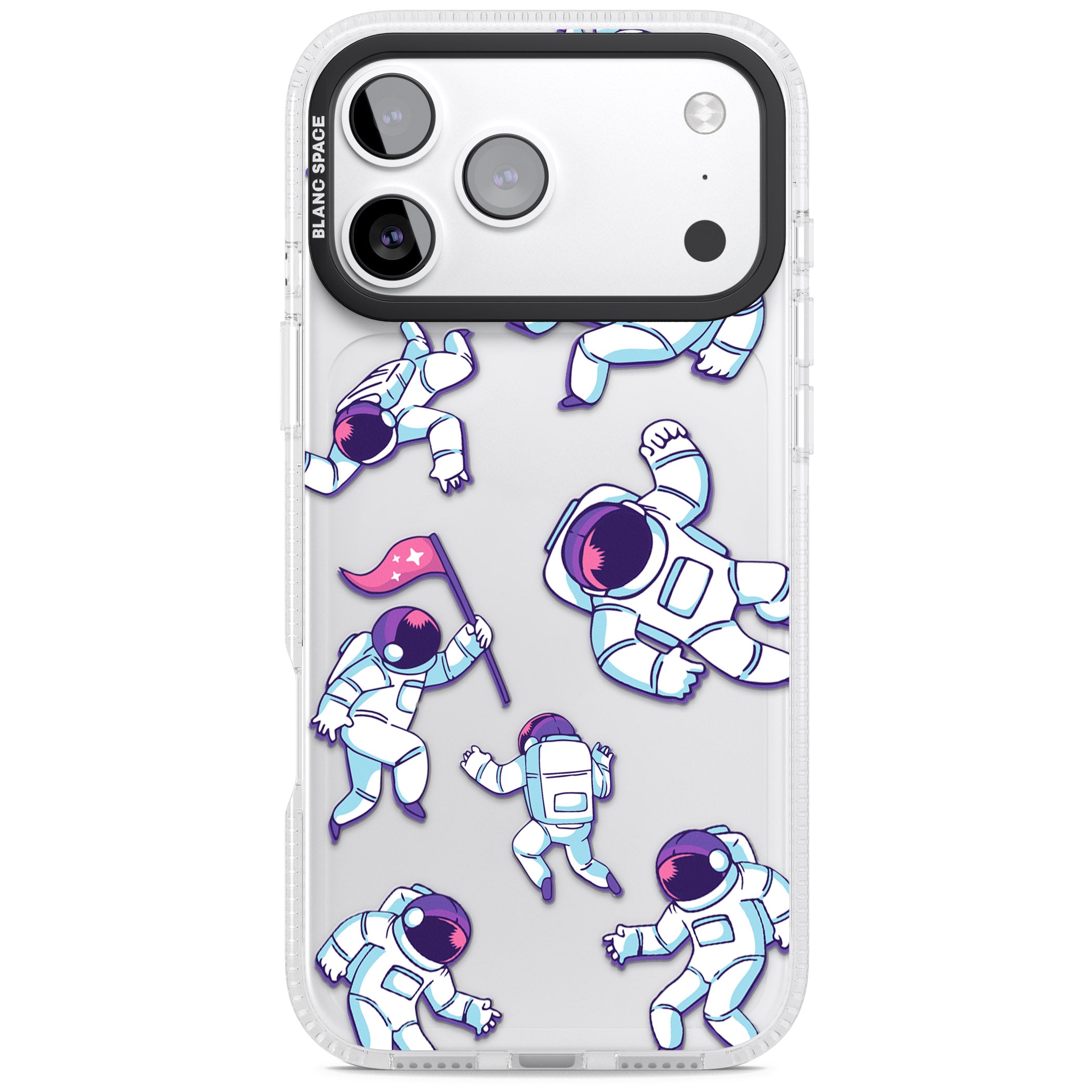 Astronaut Pattern iPhone 17 Pro Impact Air Clear Phone Case
