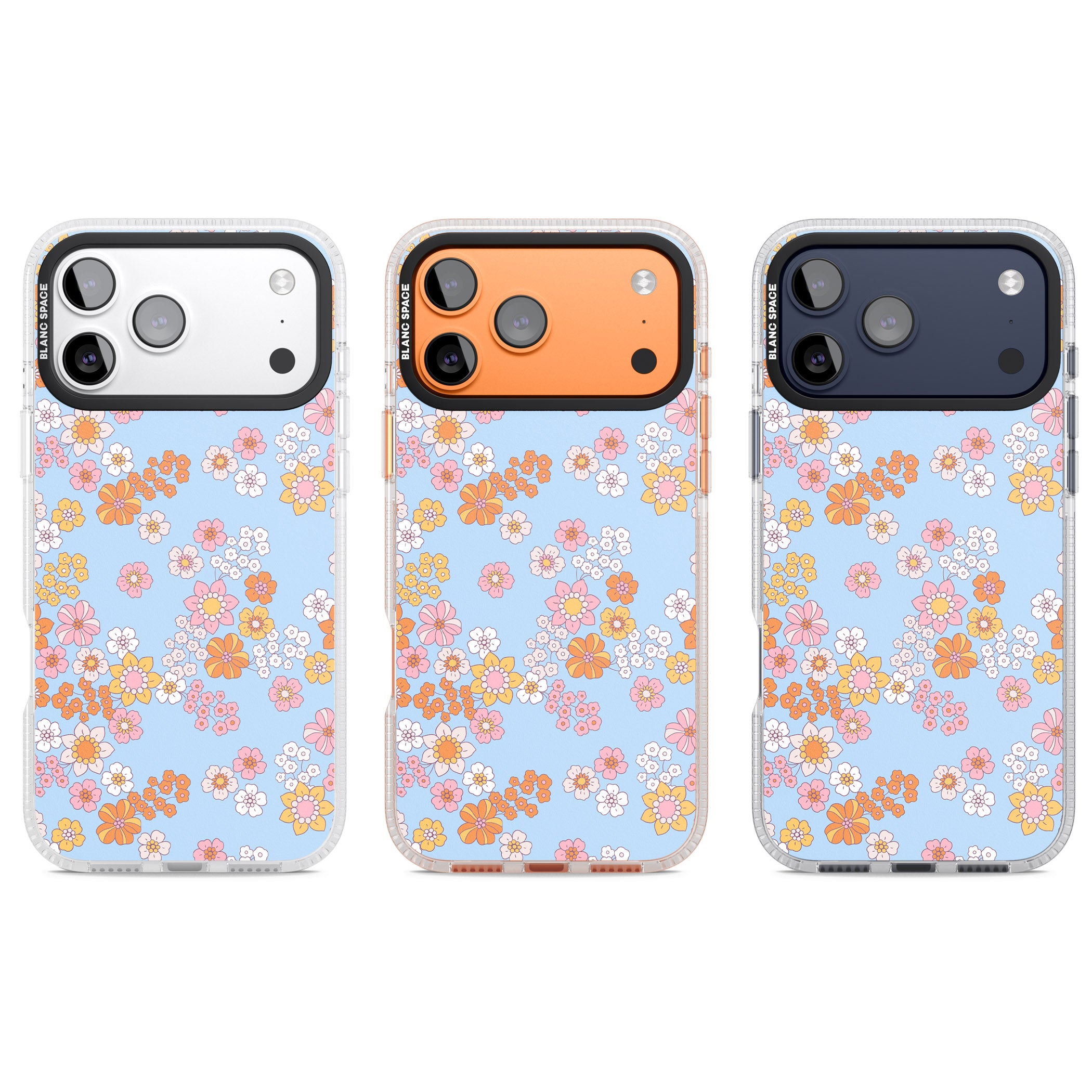 Lake Blue Flower Mix iPhone 17 Pro Impact Air Clear Phone Case APT Impact Protection
