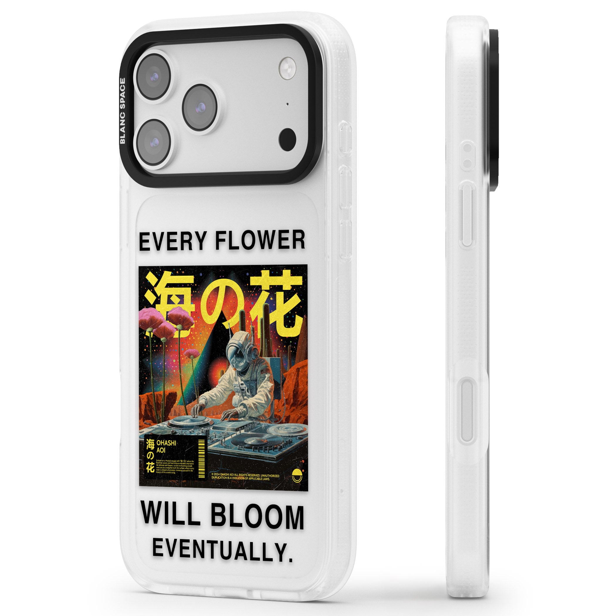 Every Flower Will Bloom Eventually iPhone 17 Pro Max Impact Air Clear Phone Case Side Profile