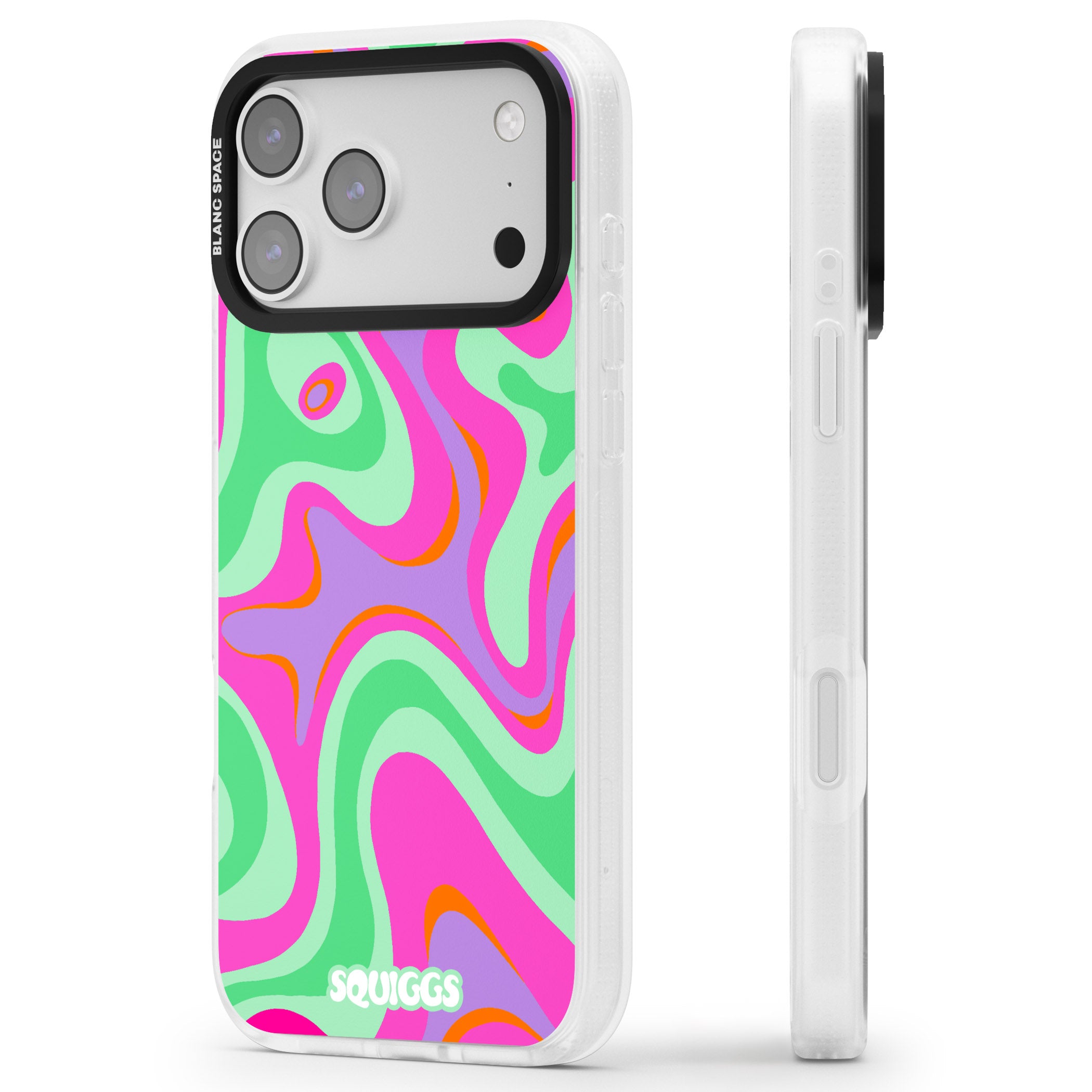 Pink Lava iPhone 17 Pro Impact Air Clear Phone Case Side Profile