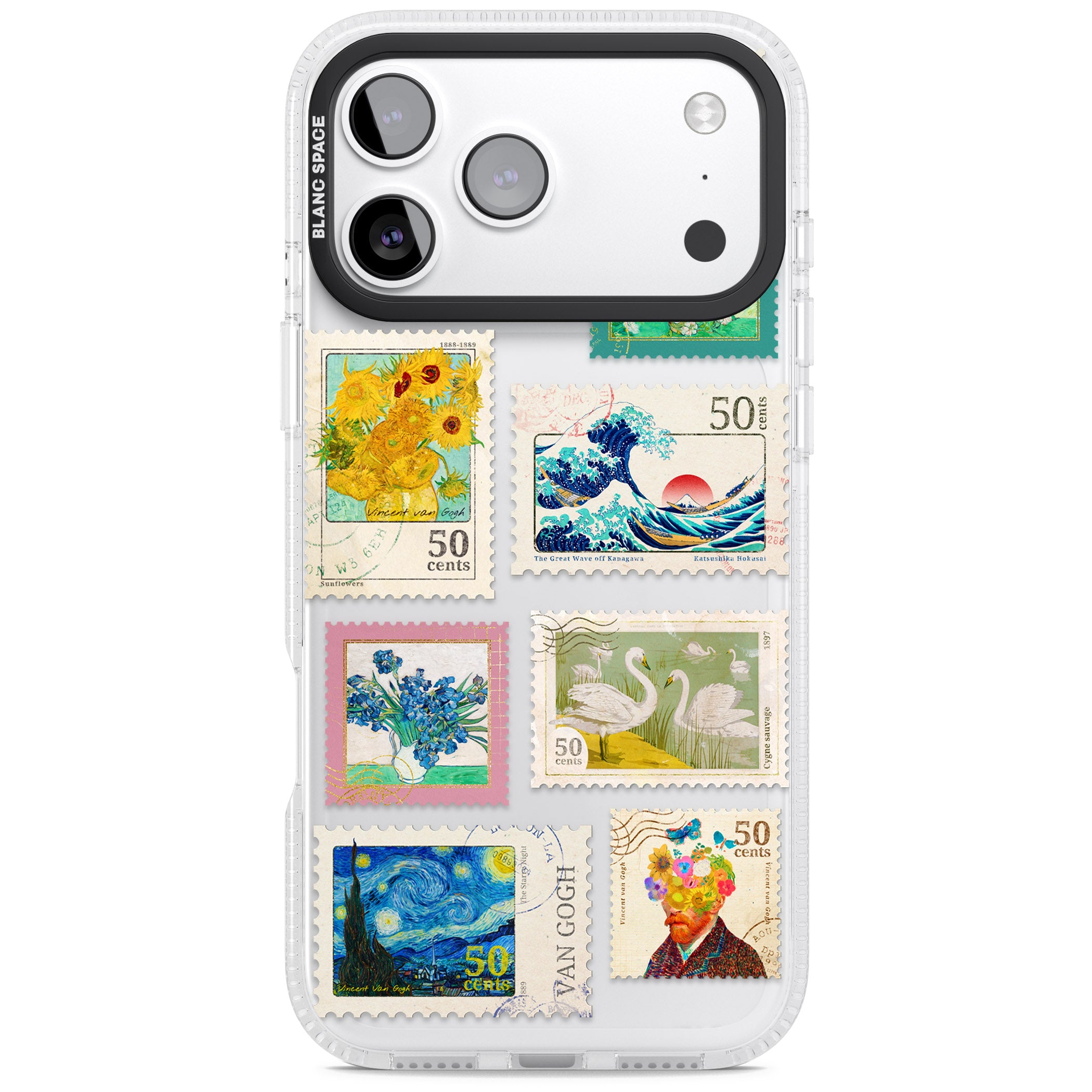 Vintage Art Stamps iPhone 17 Pro Impact Air Clear Phone Case