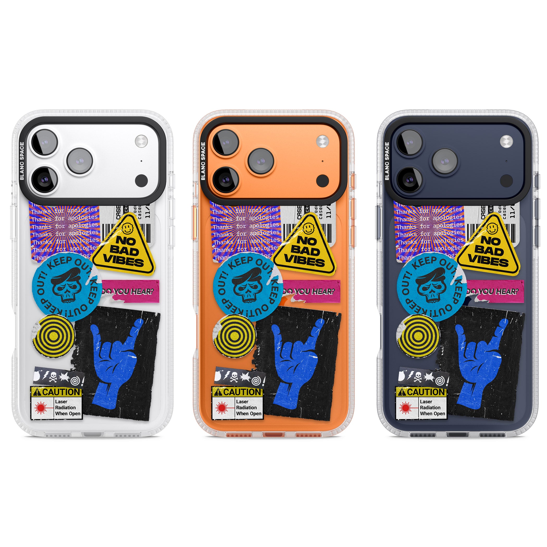 No Bad Vibes Sticker Mix iPhone 17 Pro Impact Air Clear Phone Case APT Impact Protection