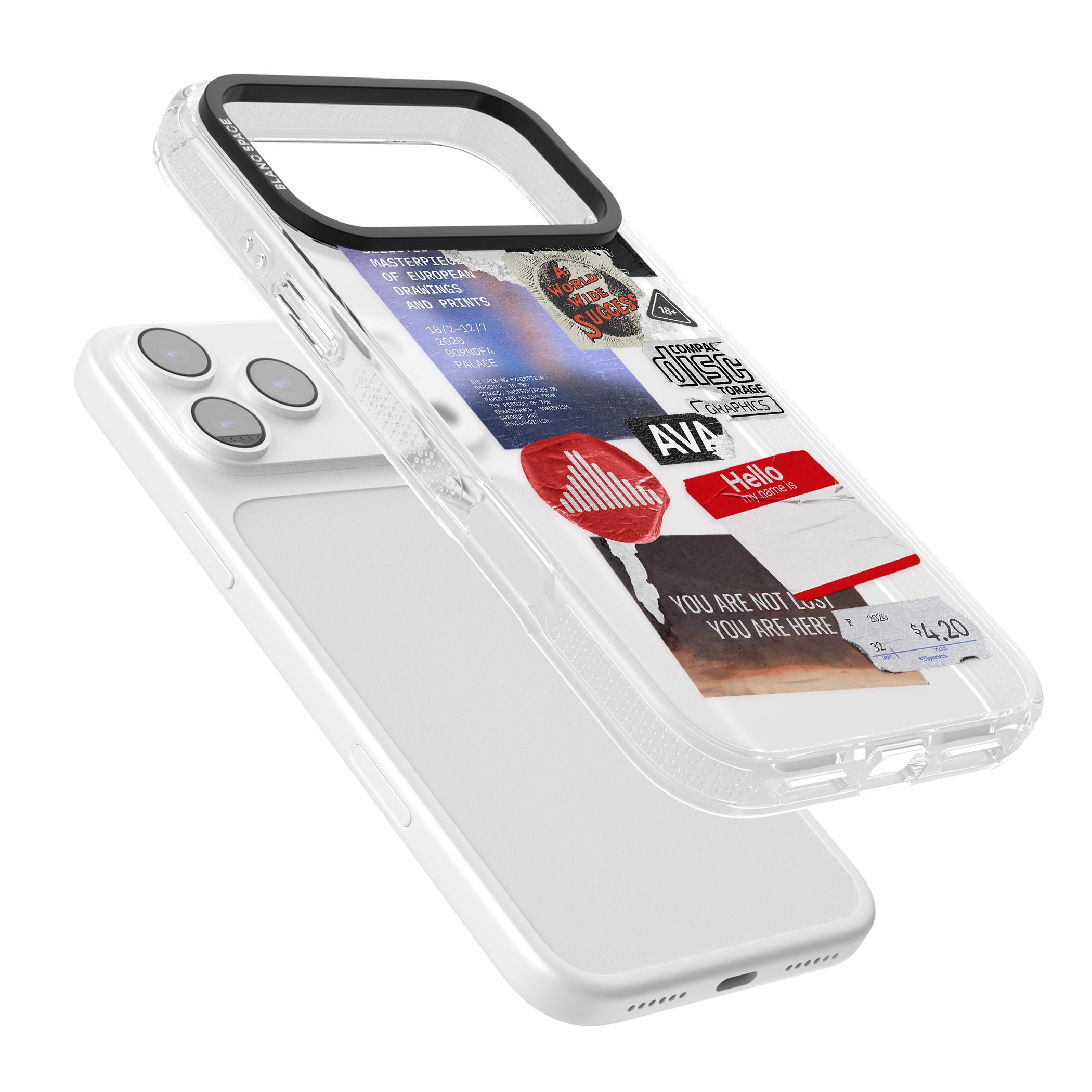 Red & Black Sticker Mix iPhone 17 Pro Impact Air Clear Phone Case Colours