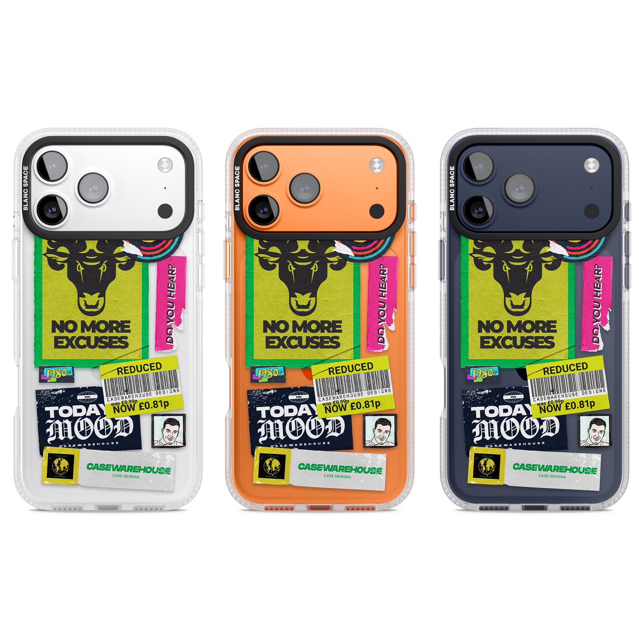 No More Excuses Sticker Mix iPhone 17 Pro Impact Air Clear Phone Case APT Impact Protection