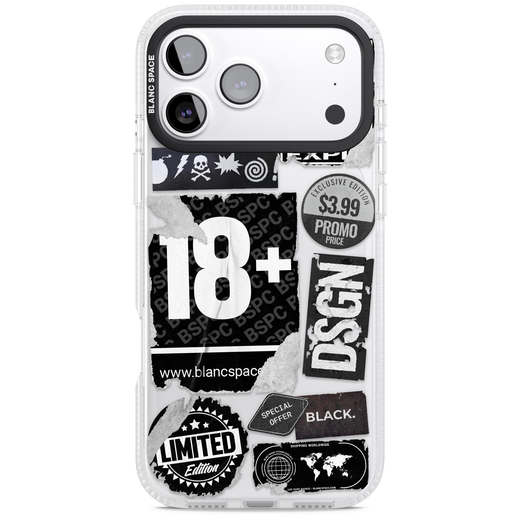 Black Sticker Mix iPhone 17 Pro Impact Air Clear Phone Case