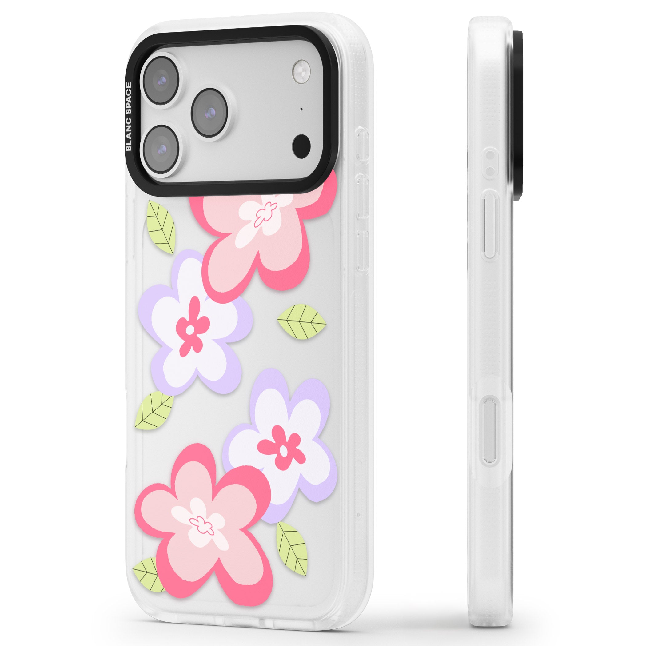 Funky Flowers iPhone 17 Pro Impact Air Clear Phone Case Side Profile