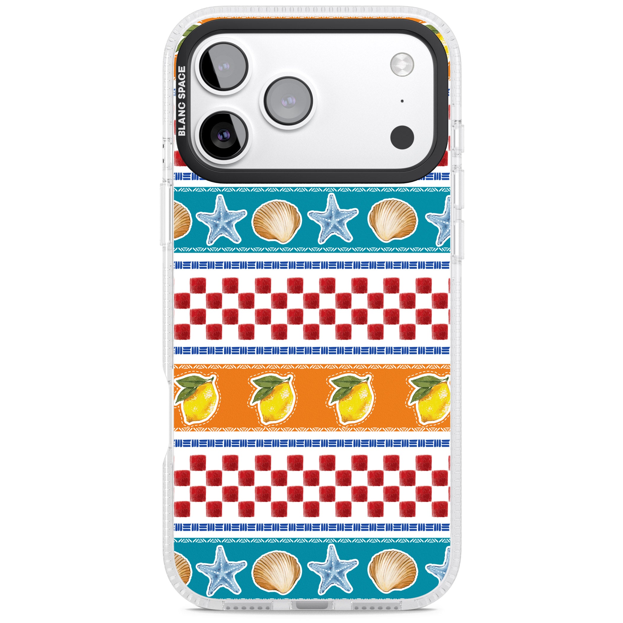 Coastal Italian Check Pattern iPhone 17 Pro Max Impact Air Clear Phone Case