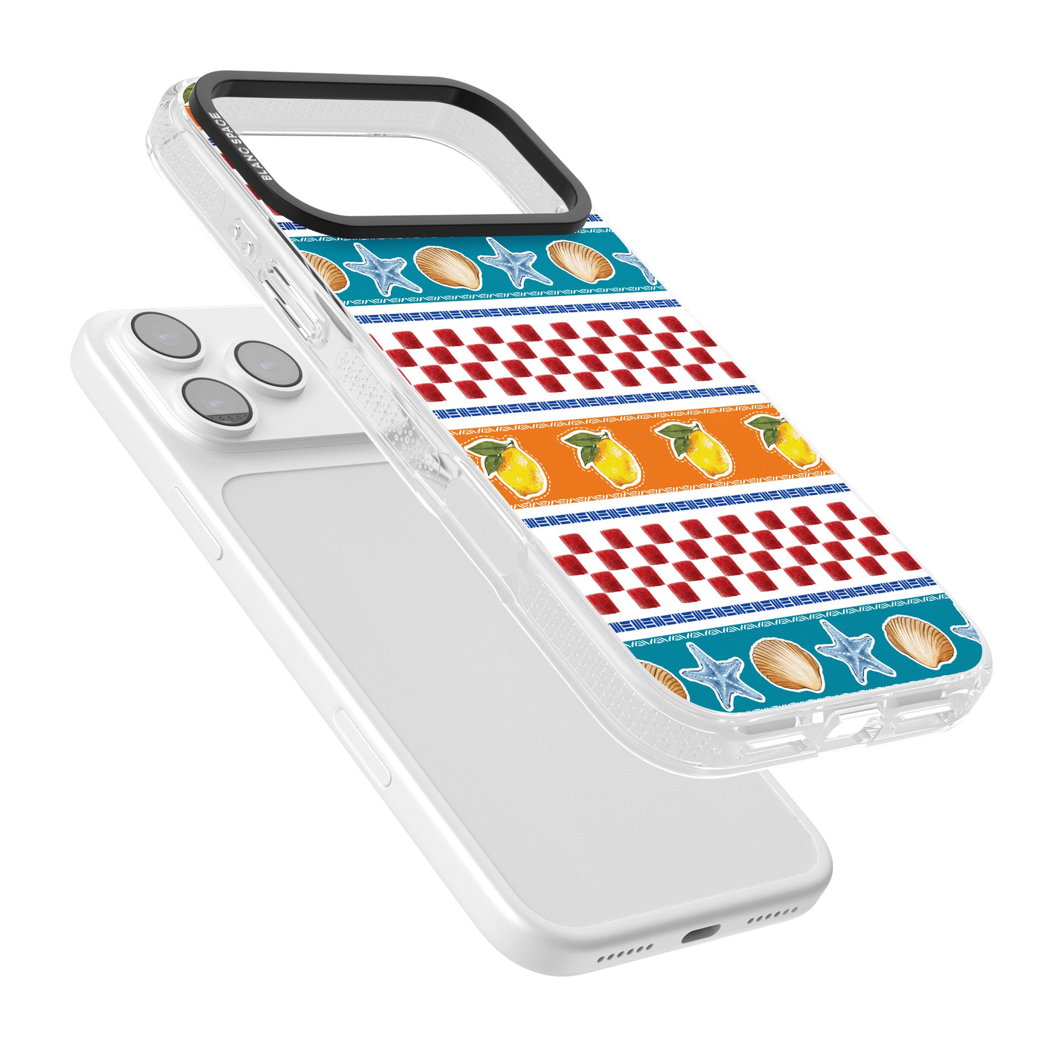 Coastal Italian Check Pattern iPhone 17 Pro Max Impact Air Clear Phone Case Colours