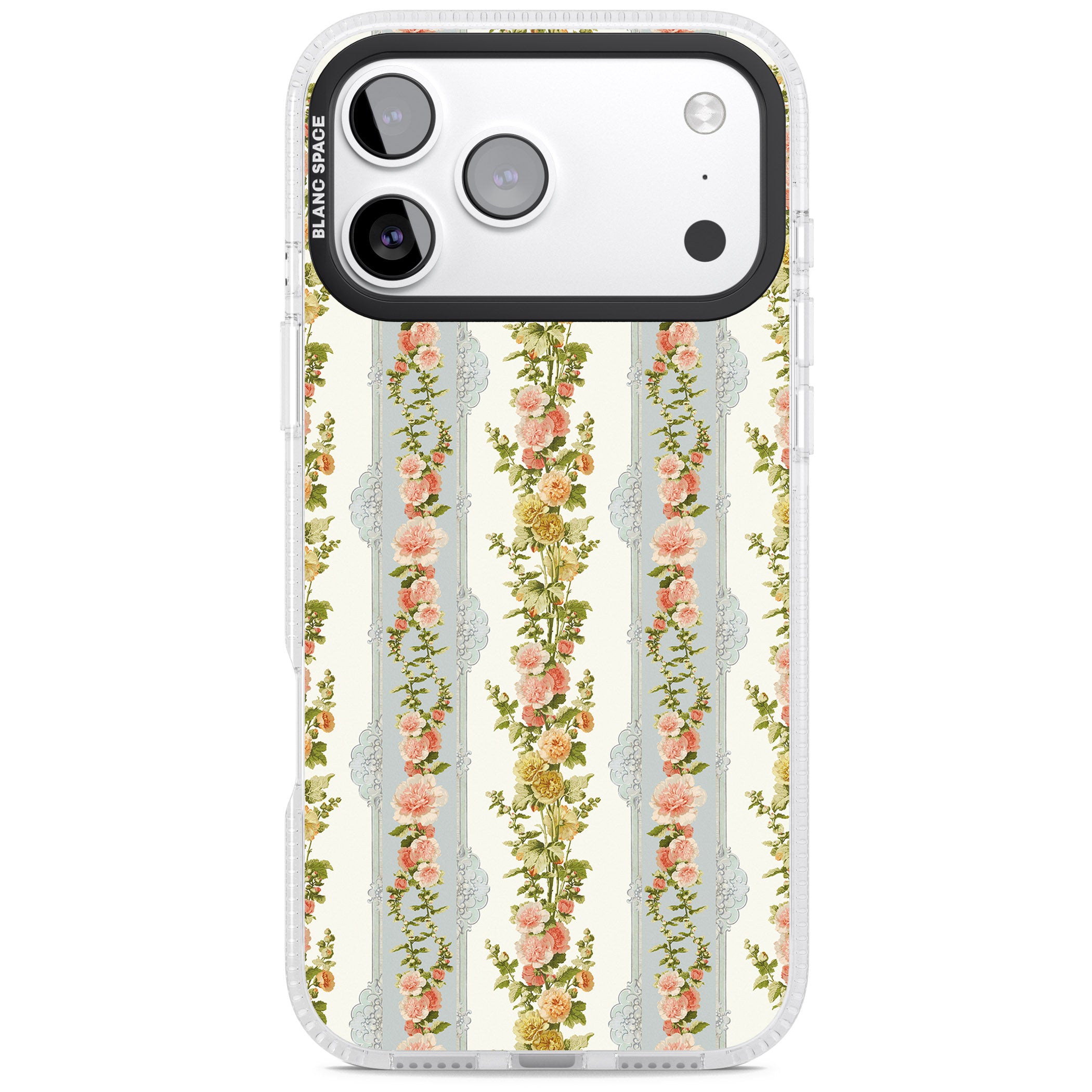 Vintage Floral Stripes iPhone 17 Pro Impact Air Clear Phone Case