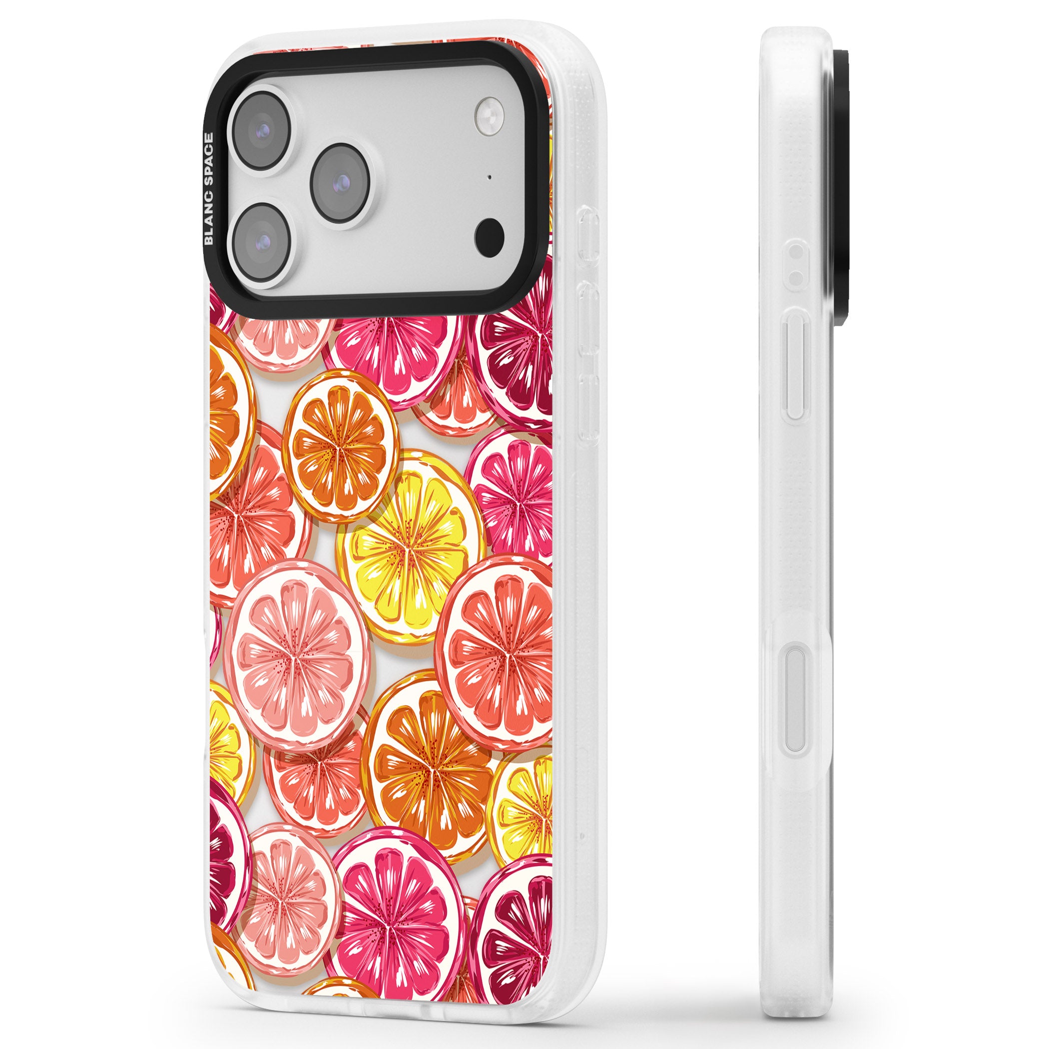 Citrus Fiesta iPhone 17 Pro Impact Air Clear Phone Case Side Profile