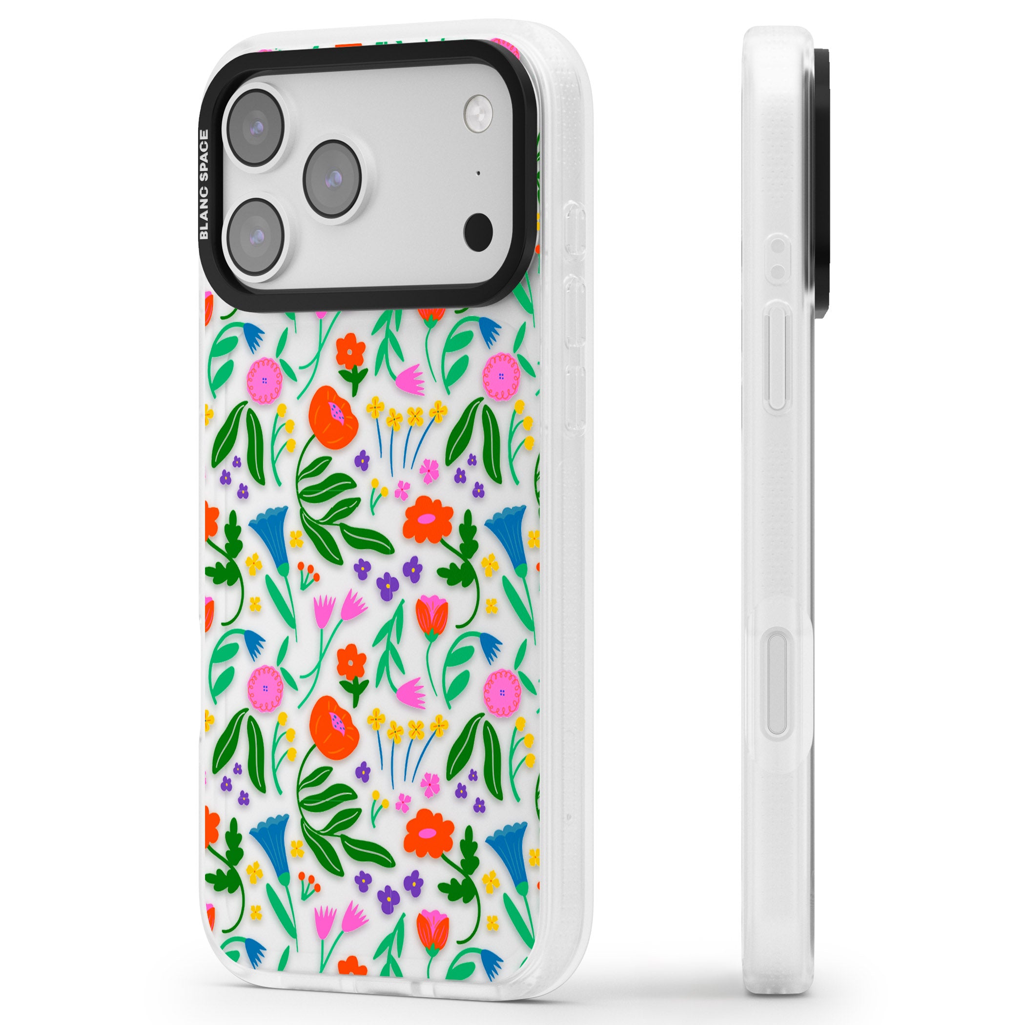 Summer Floral Fiesta iPhone 17 Pro Impact Air Clear Phone Case Side Profile