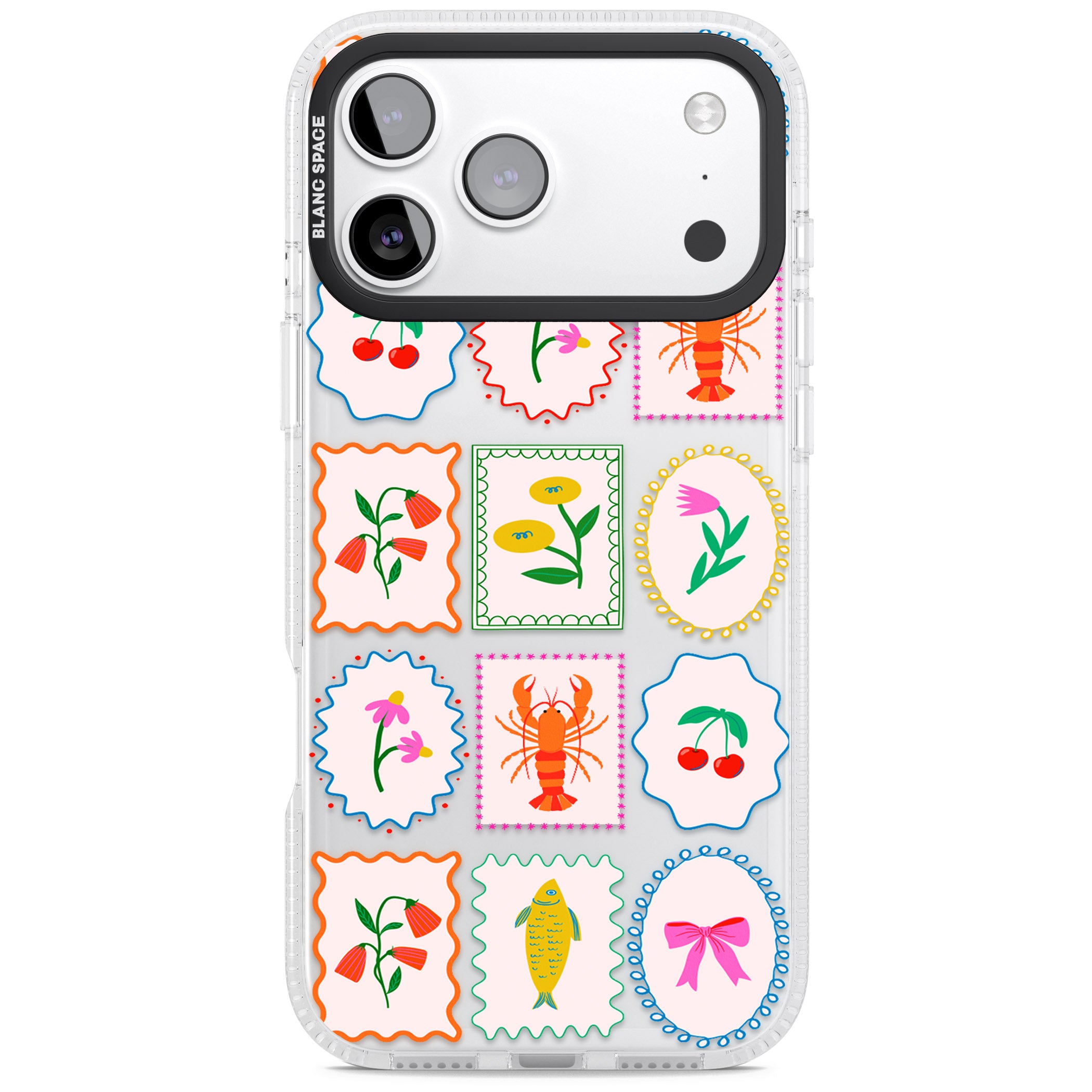 Floral Seafood Stamps iPhone 17 Pro Impact Air Clear Phone Case
