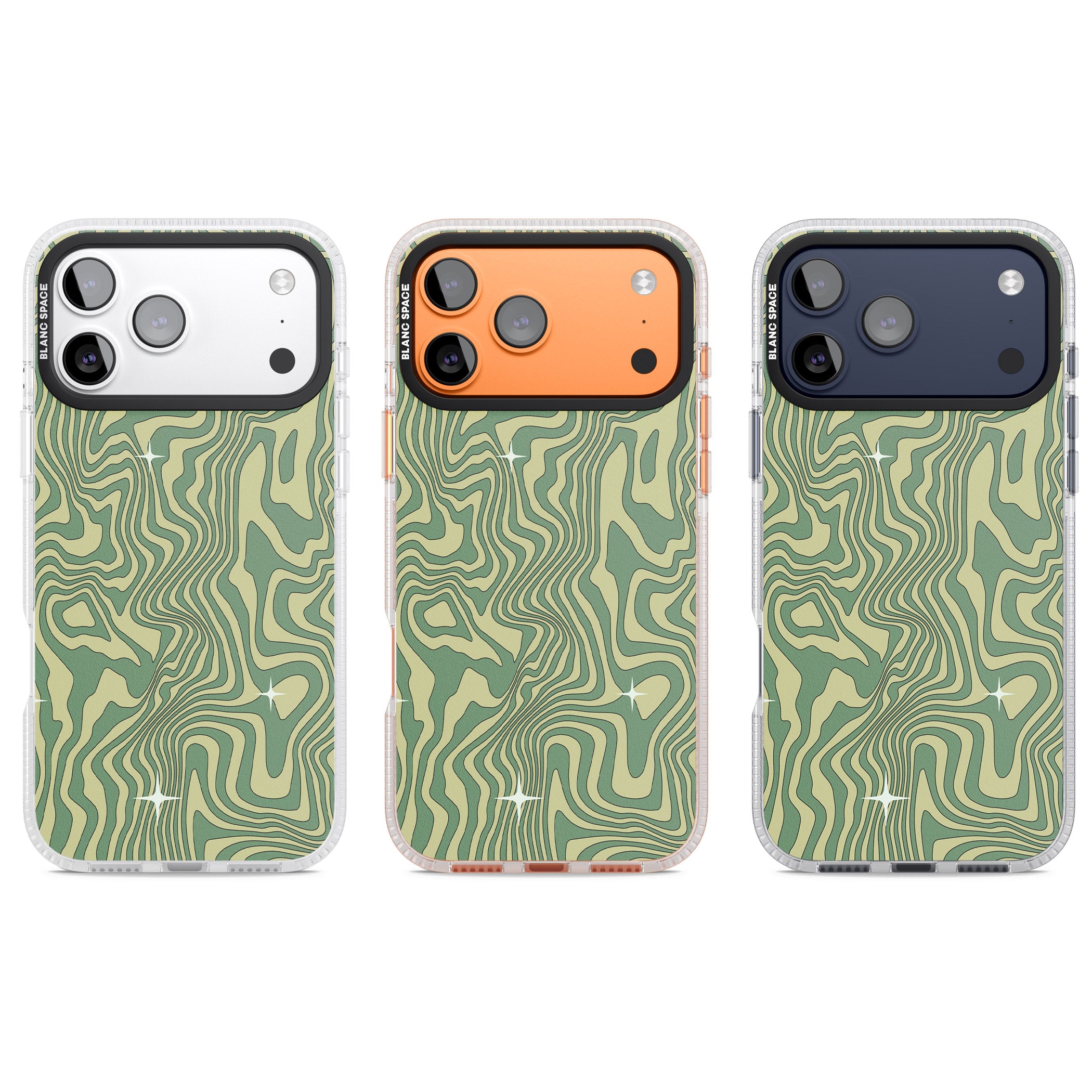 Green Abstract Wave iPhone 17 Pro Impact Air Clear Phone Case APT Impact Protection