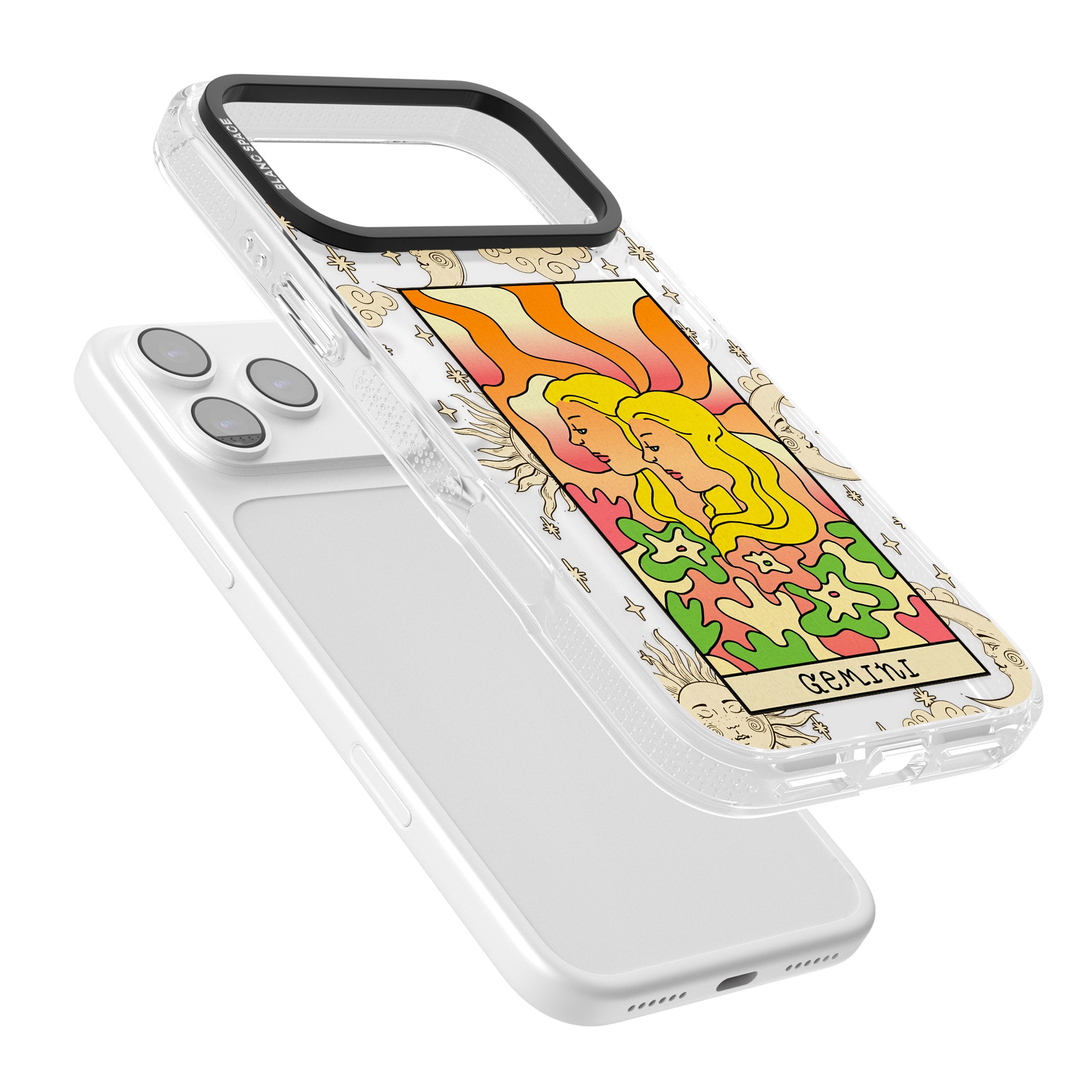 Celestial Zodiac Gemini iPhone 17 Pro Impact Air Clear Phone Case Colours
