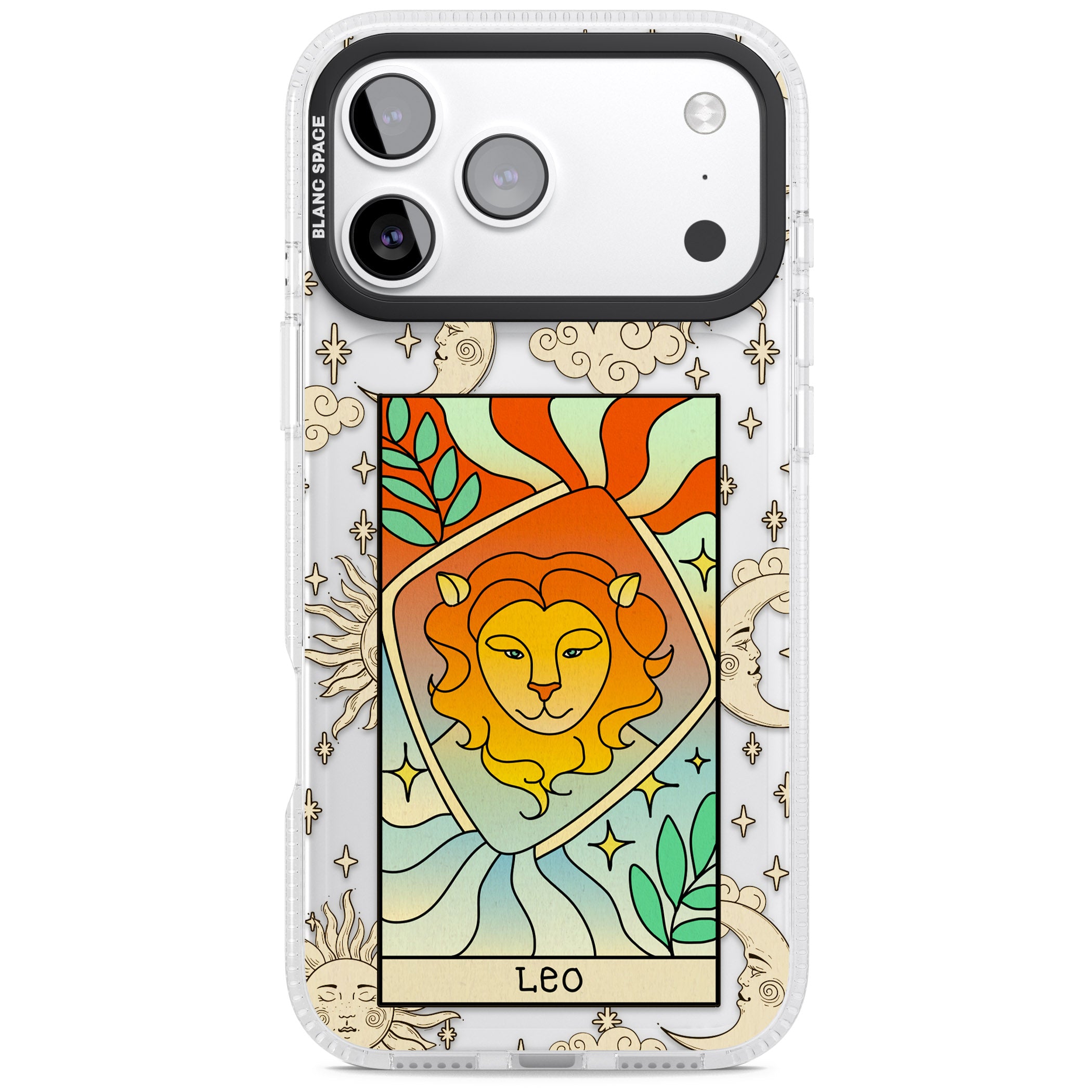 Celestial Zodiac Leo iPhone 17 Pro Impact Air Clear Phone Case