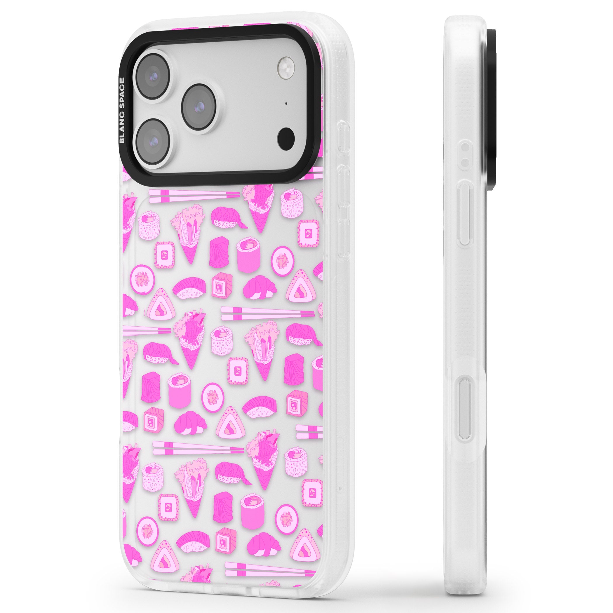 Pink Sushi Pop iPhone 17 Pro Impact Air Clear Phone Case Side Profile