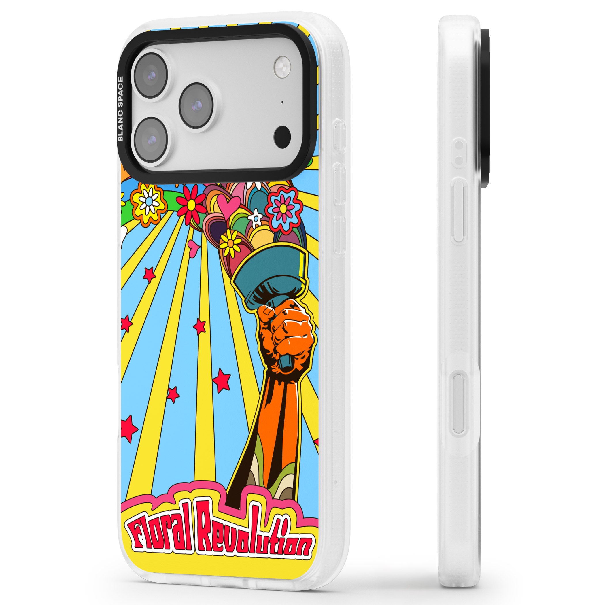 Floral Revolution iPhone 17 Pro Impact Air Clear Phone Case Side Profile