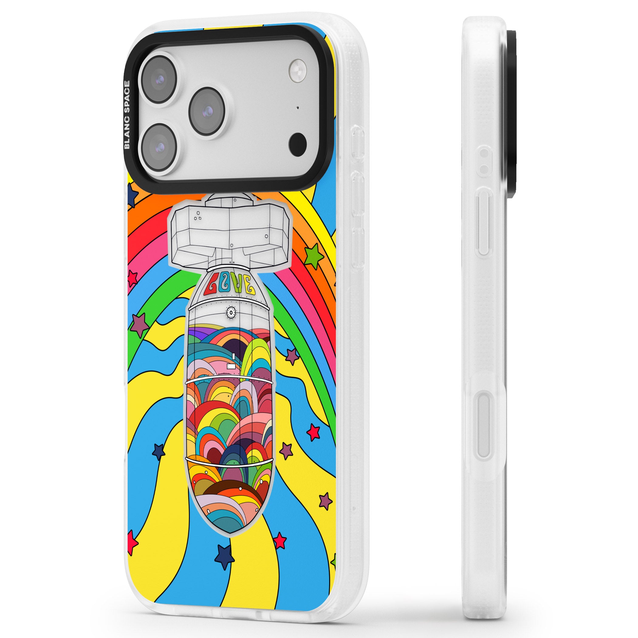 Love Bomb iPhone 17 Pro Impact Air Clear Phone Case Side Profile