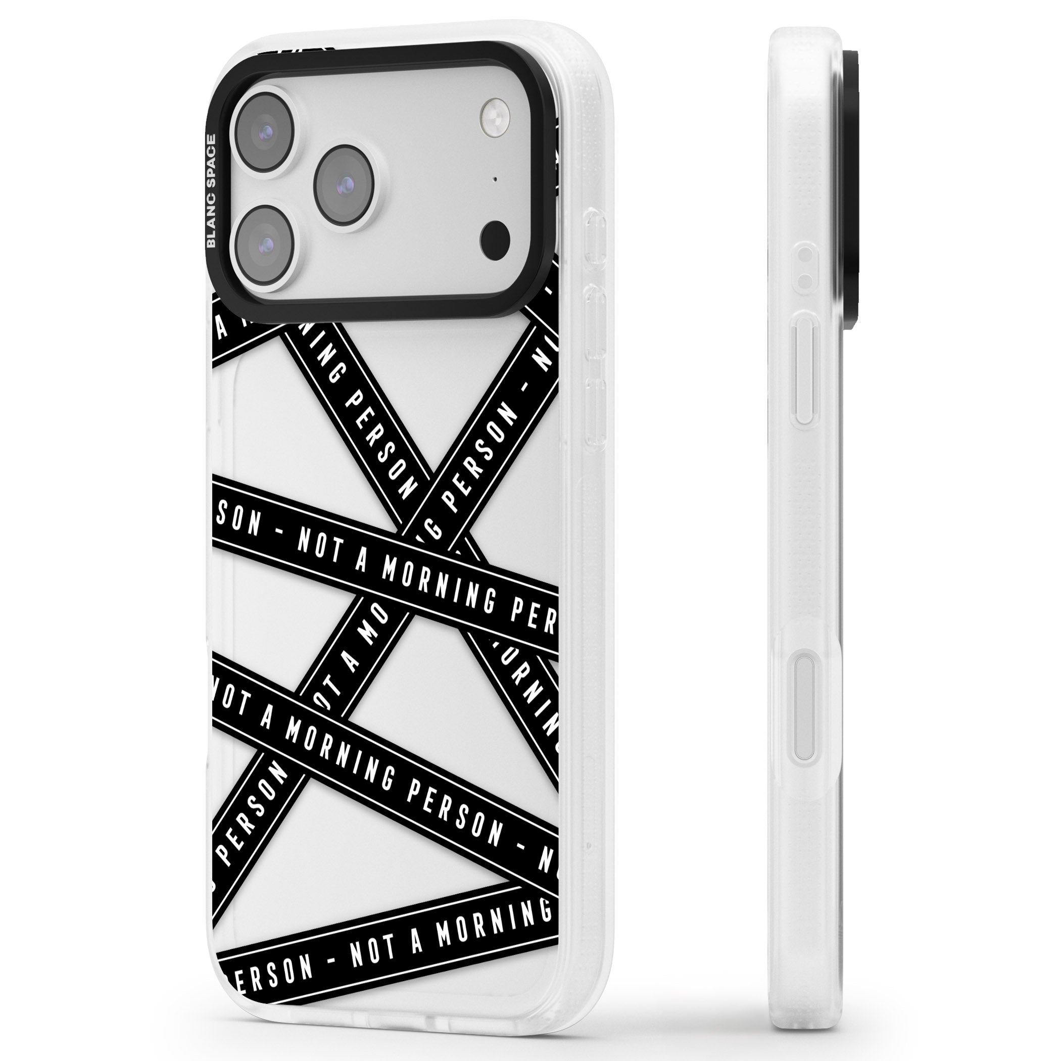 Not A Morning Person iPhone 17 Pro Impact Air Clear Phone Case Side Profile