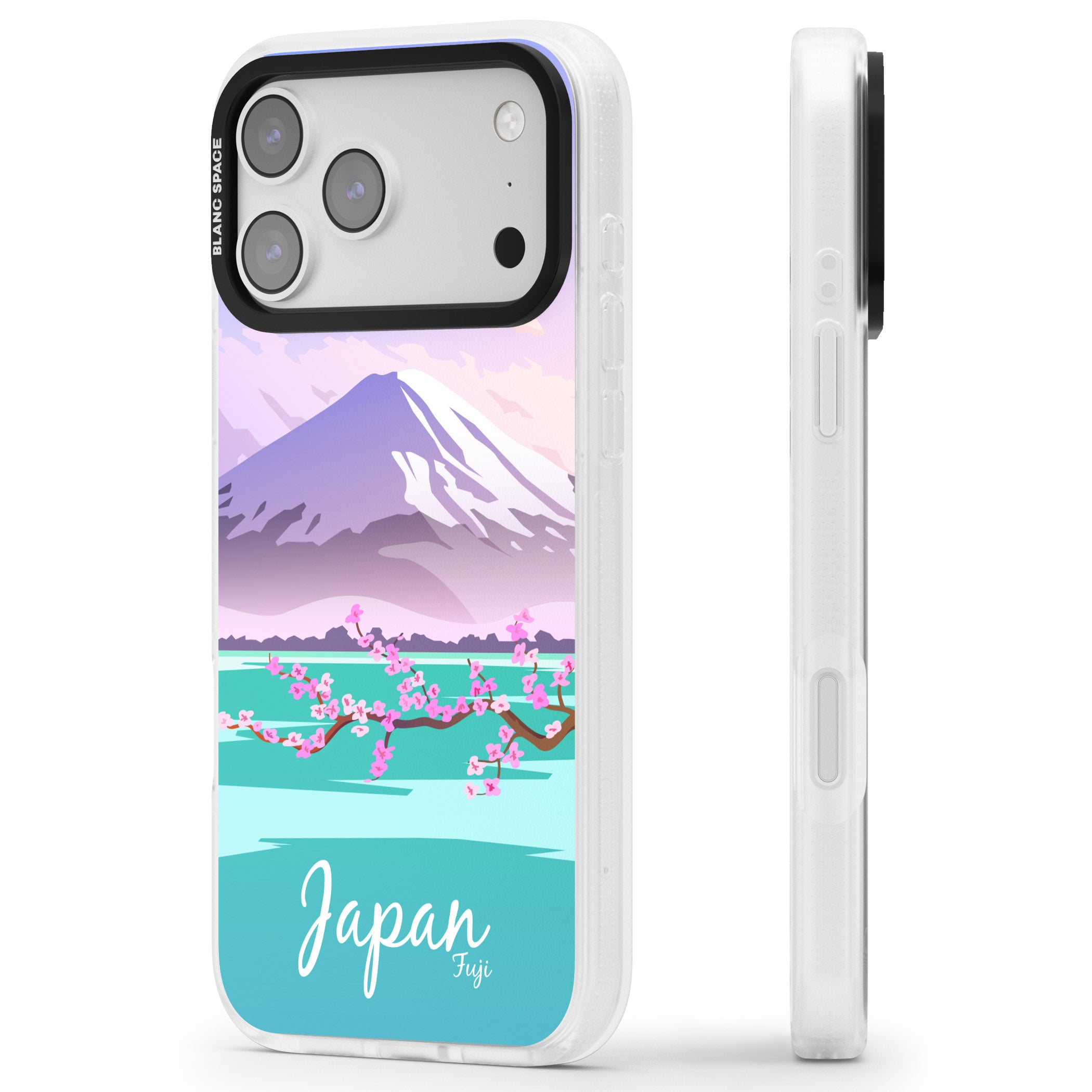 Vintage Travel Poster Japan iPhone 17 Pro Impact Air Clear Phone Case Side Profile