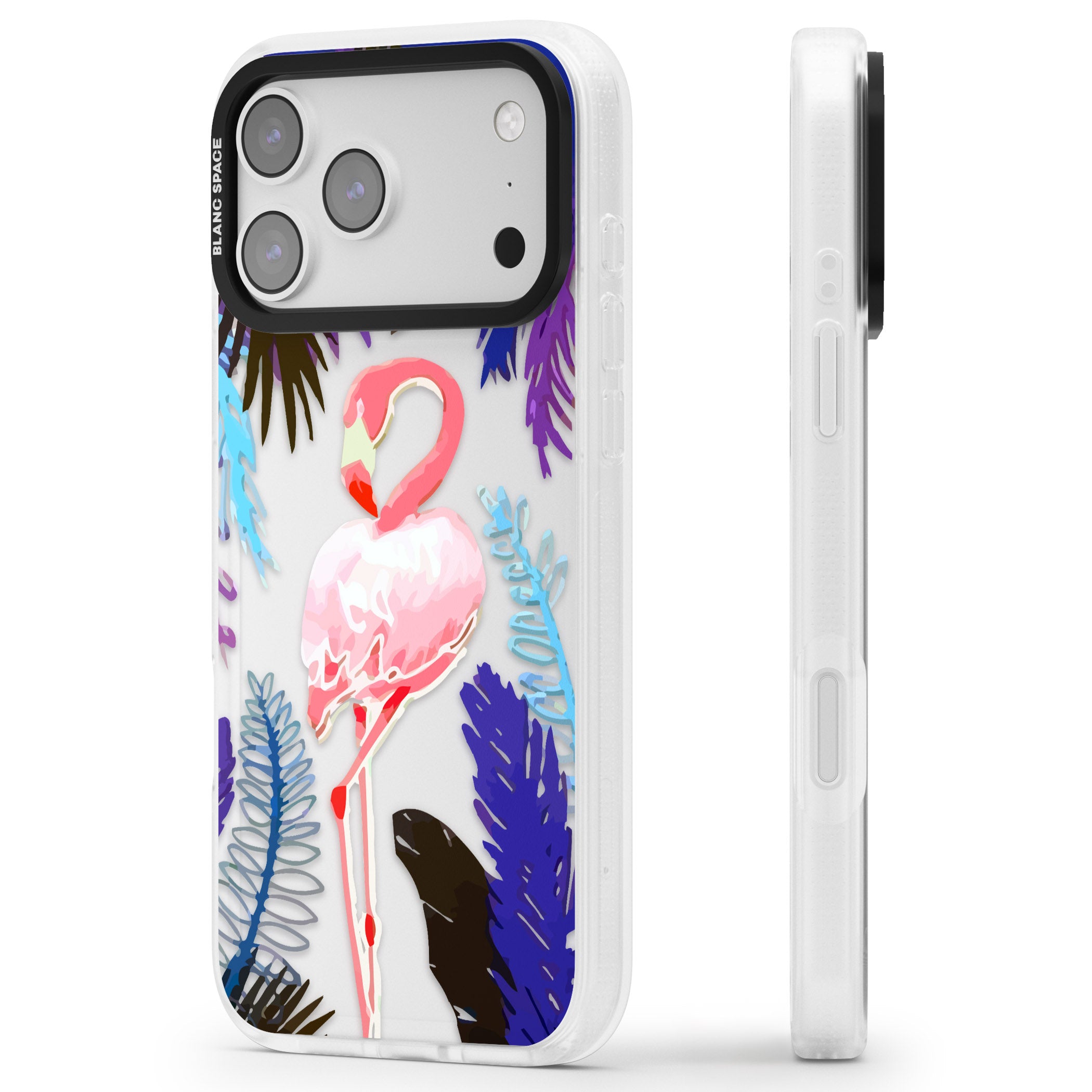 Tropical Flamingo iPhone 17 Pro Impact Air Clear Phone Case Side Profile