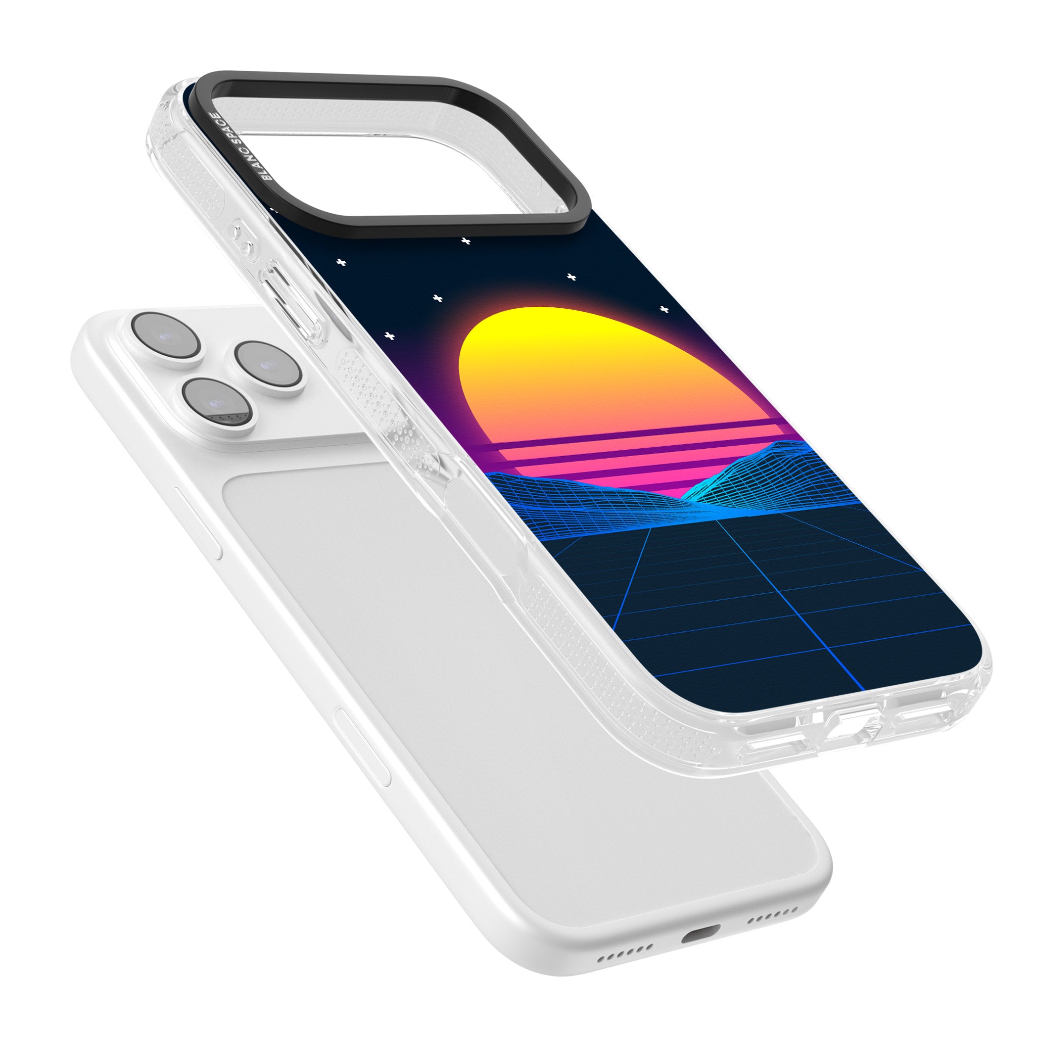Retro Sunset Vaporwave iPhone 17 Pro Impact Air Clear Phone Case Colours