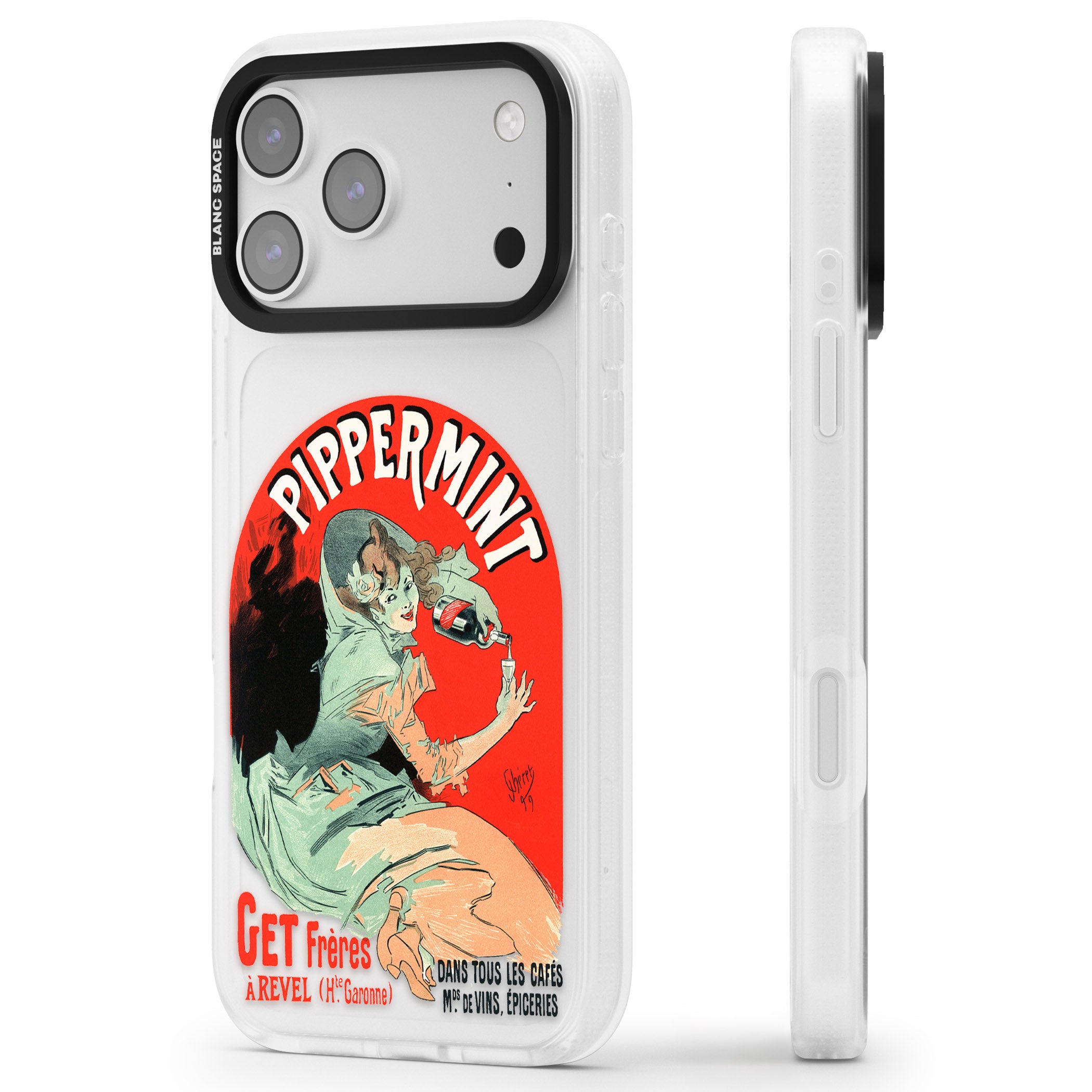 Pippermint Poster iPhone 17 Pro Impact Air Clear Phone Case Side Profile