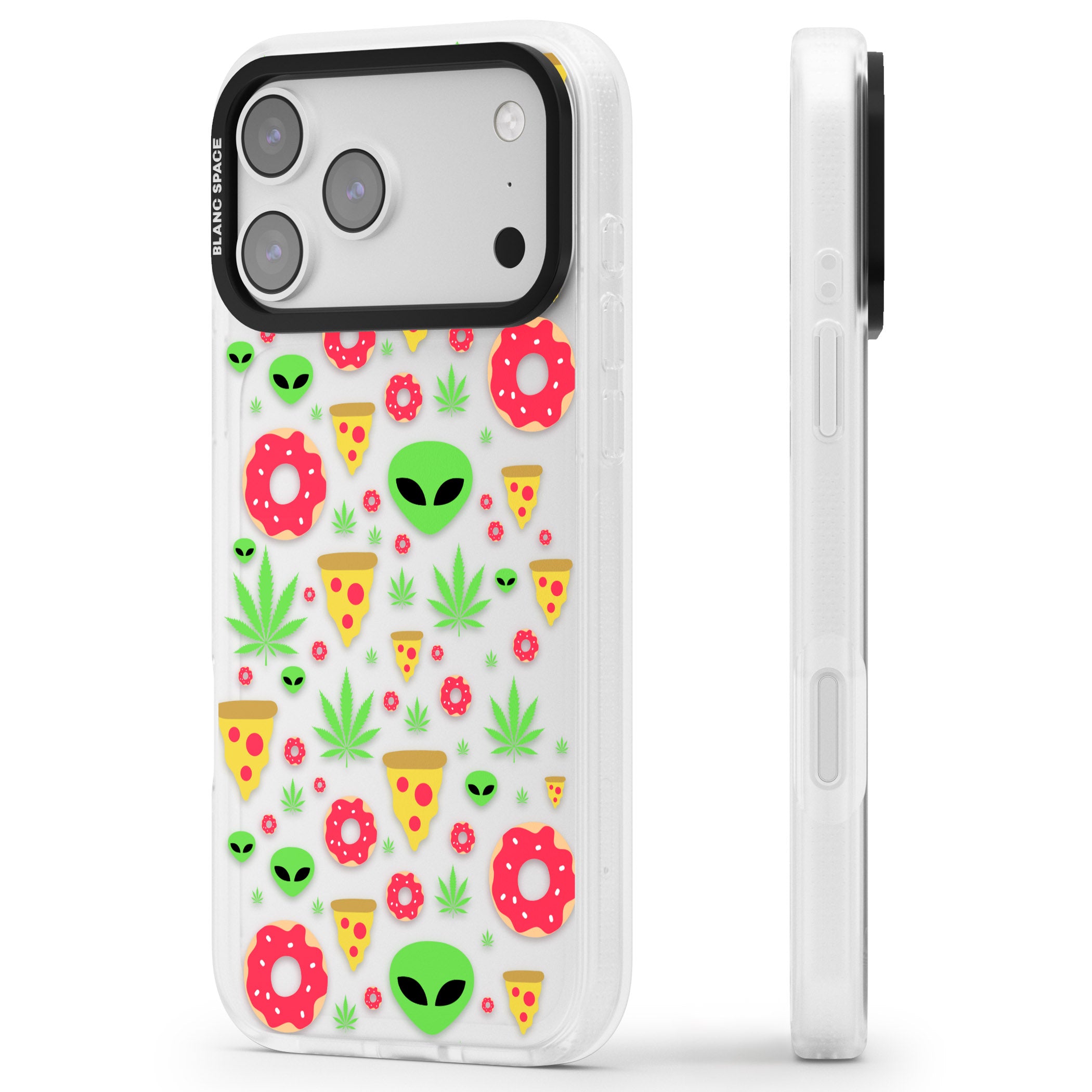 Martians & Munchies iPhone 17 Pro Impact Air Clear Phone Case Side Profile