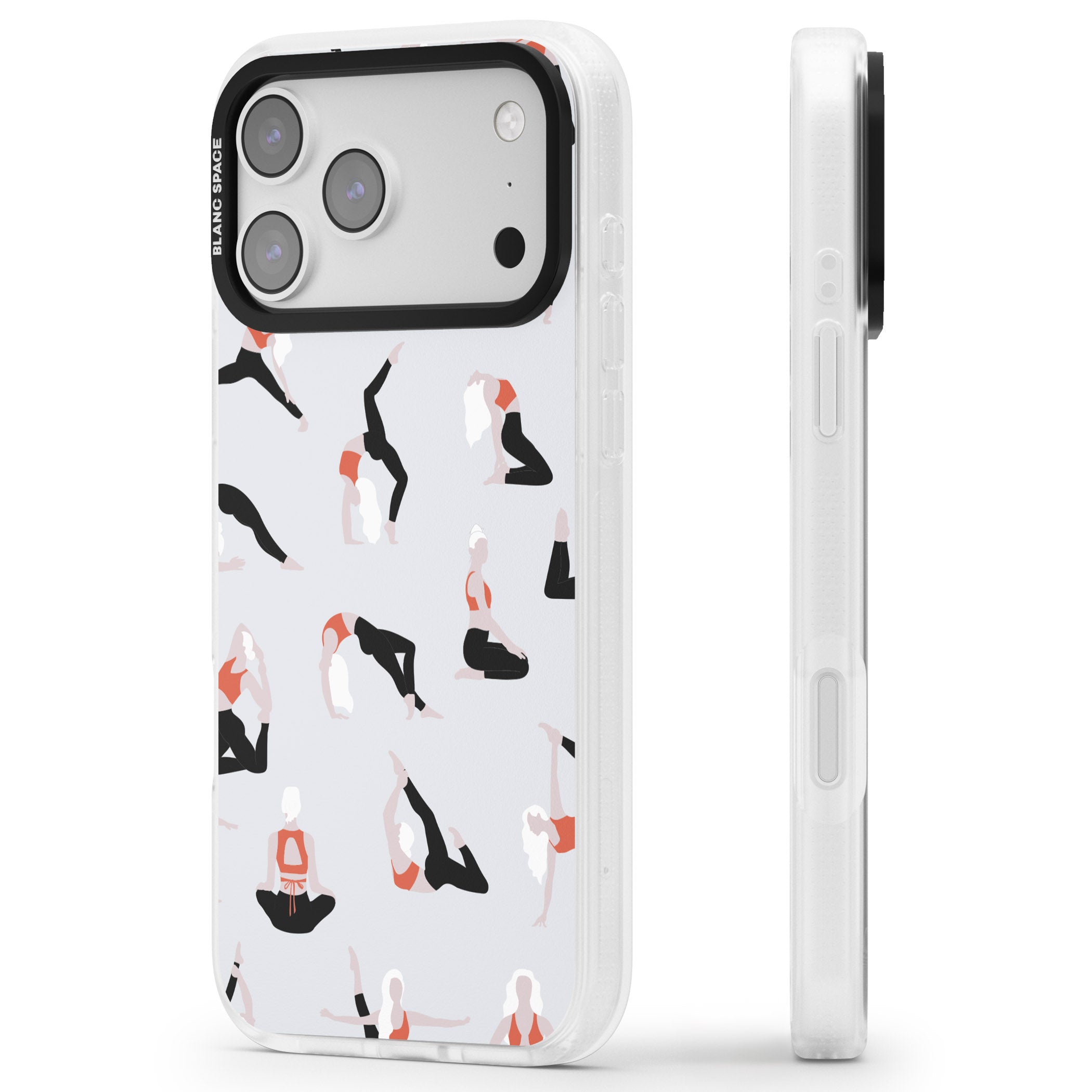 Yoga Poses Standard iPhone 17 Pro Max Impact Air Clear Phone Case Side Profile