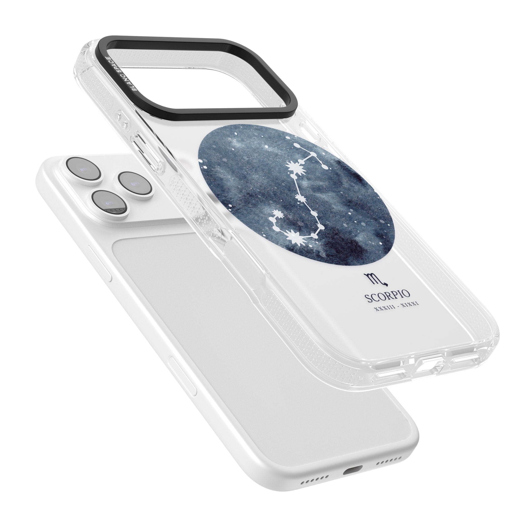 Scorpio Zodiac Blue iPhone 17 Pro Impact Air Clear Phone Case Colours