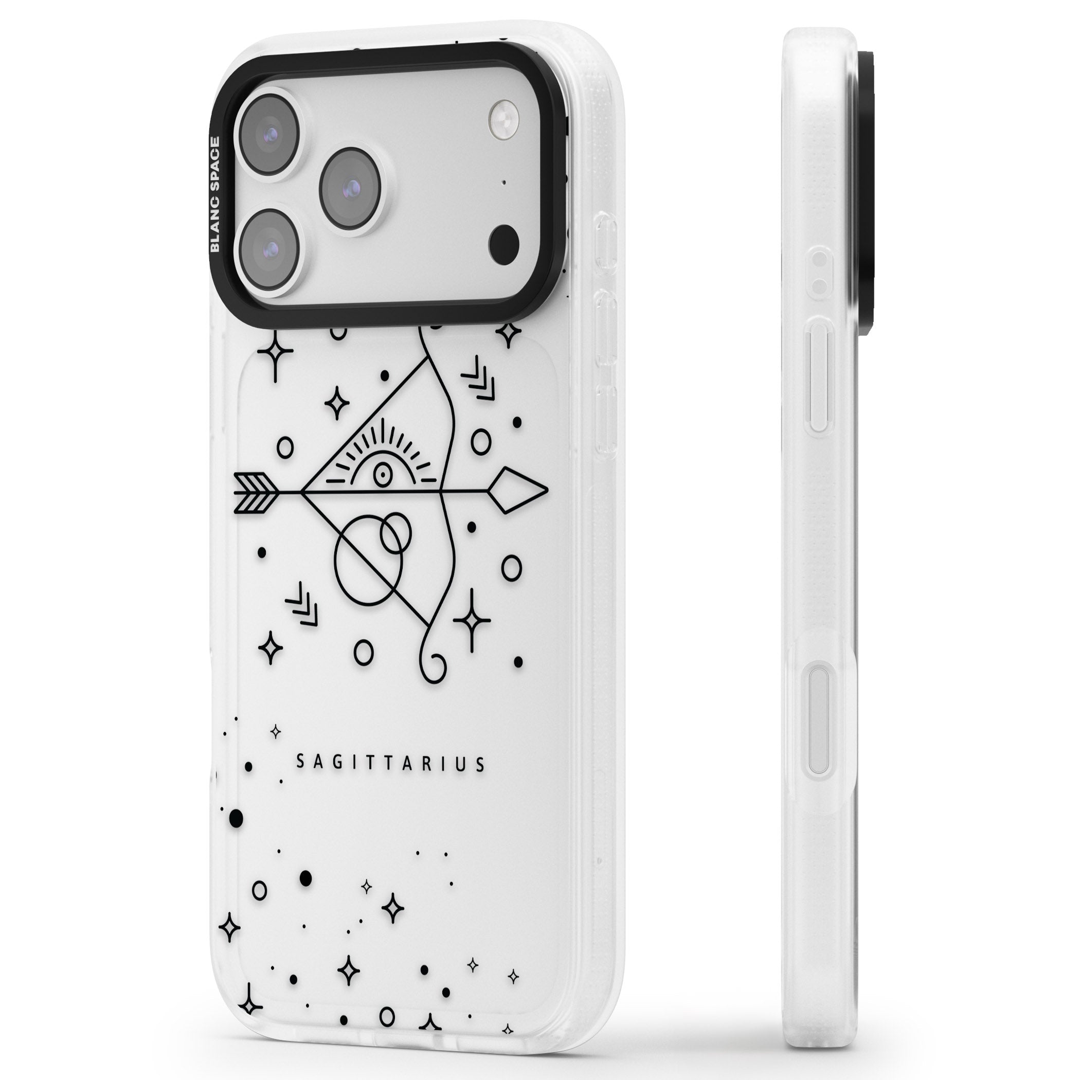 Sagittarius Arcane iPhone 17 Pro Impact Air Clear Phone Case Side Profile