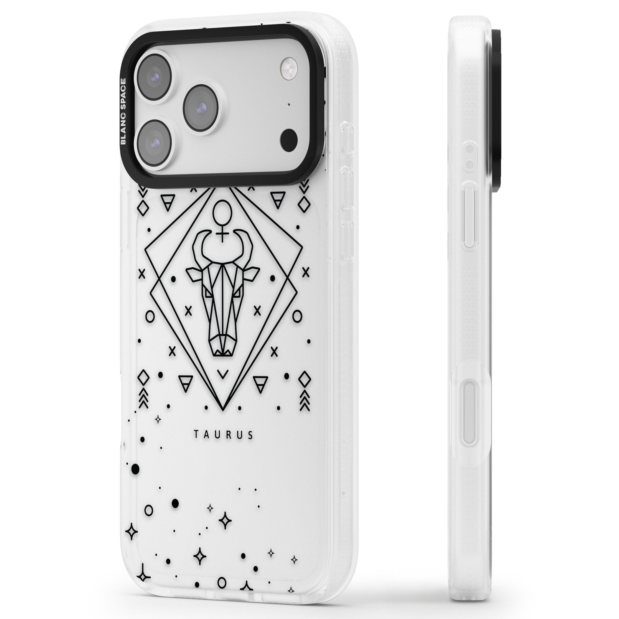 Taurus Emblem iPhone 17 Pro Impact Air Clear Phone Case Side Profile