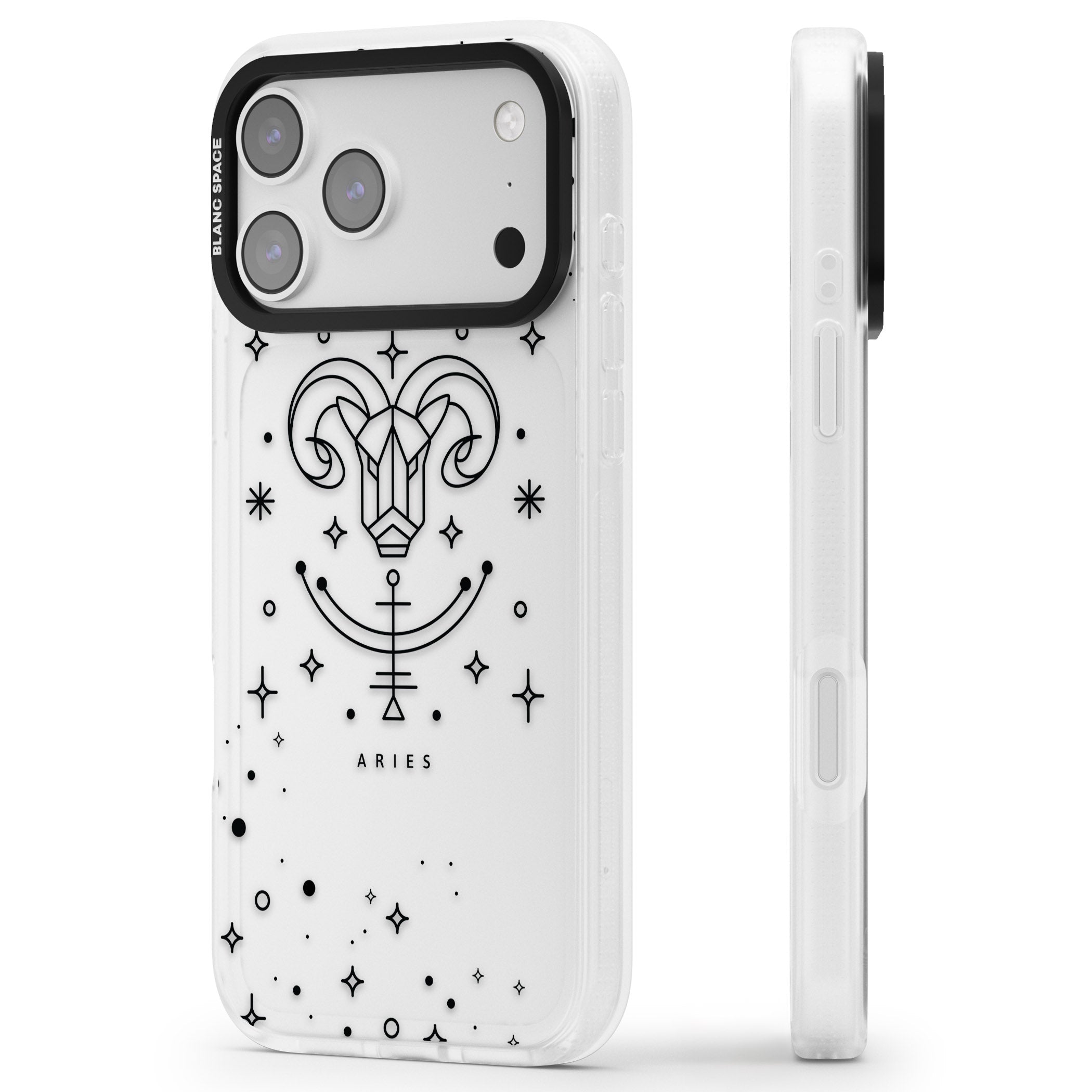 Aries Emblem iPhone 17 Pro Impact Air Clear Phone Case Side Profile