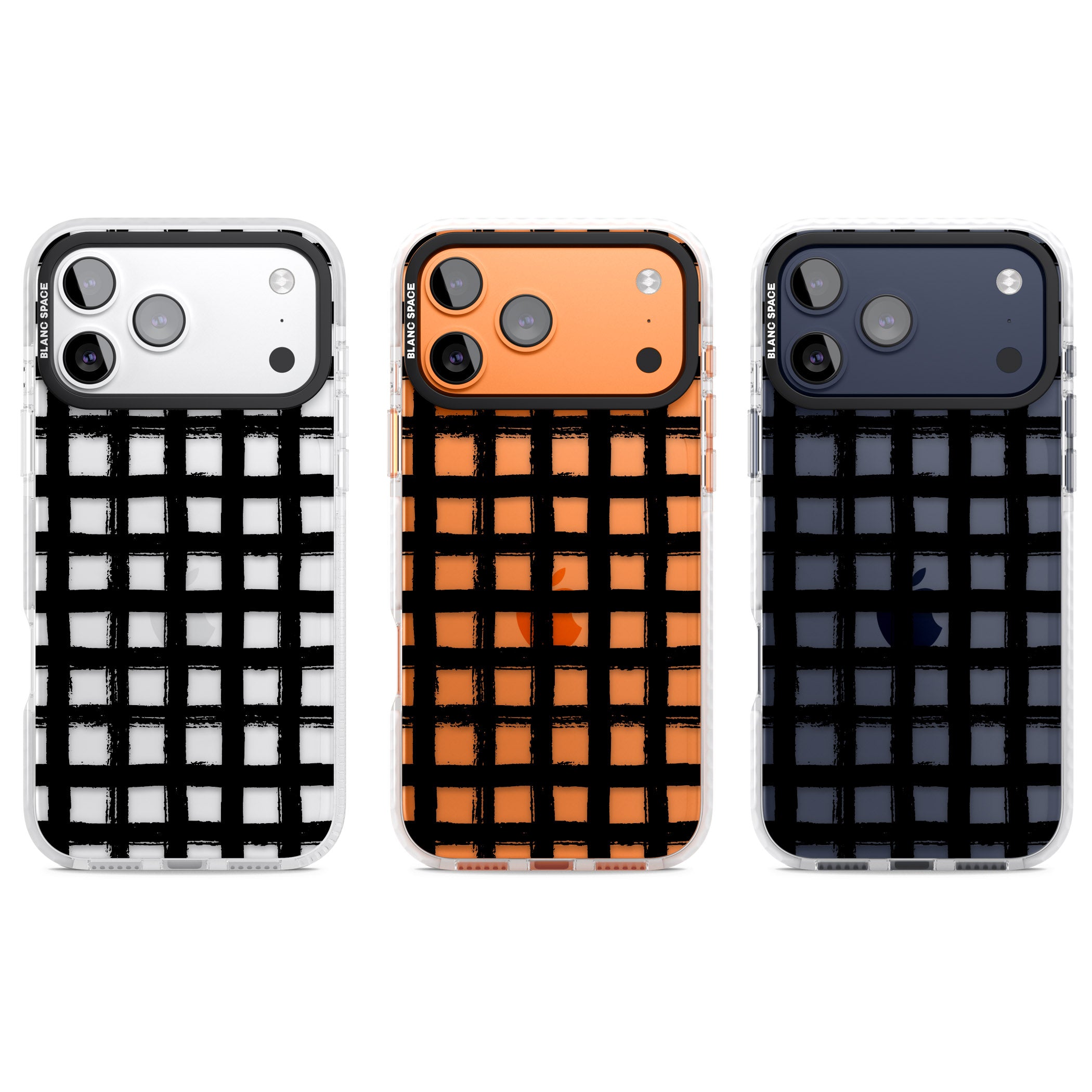 Messy Black Grid Clear iPhone 17 Pro Impact Clear Phone Case APT Impact Protection