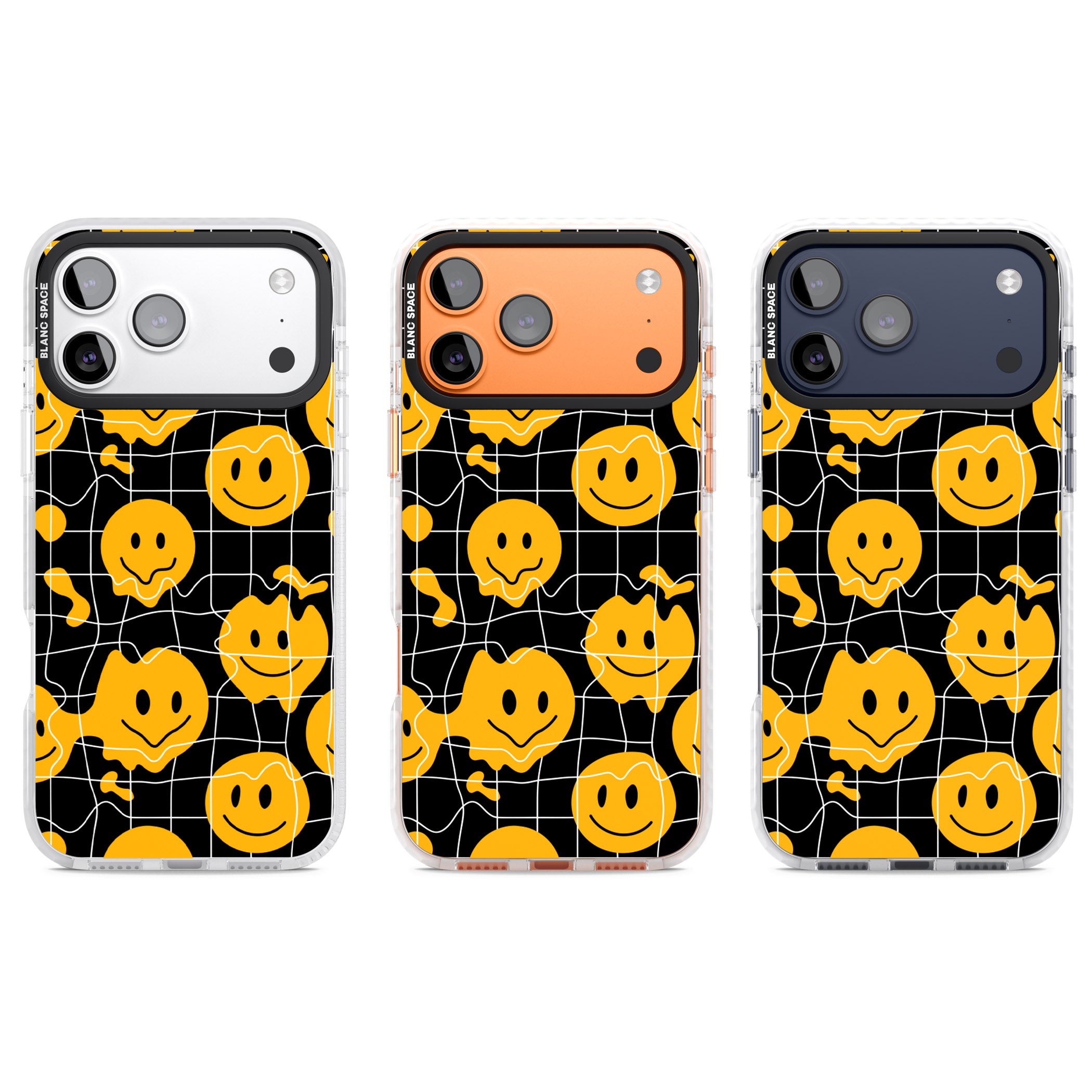 Acid Face Grid Pattern iPhone 17 Pro Impact Clear Phone Case APT Impact Protection