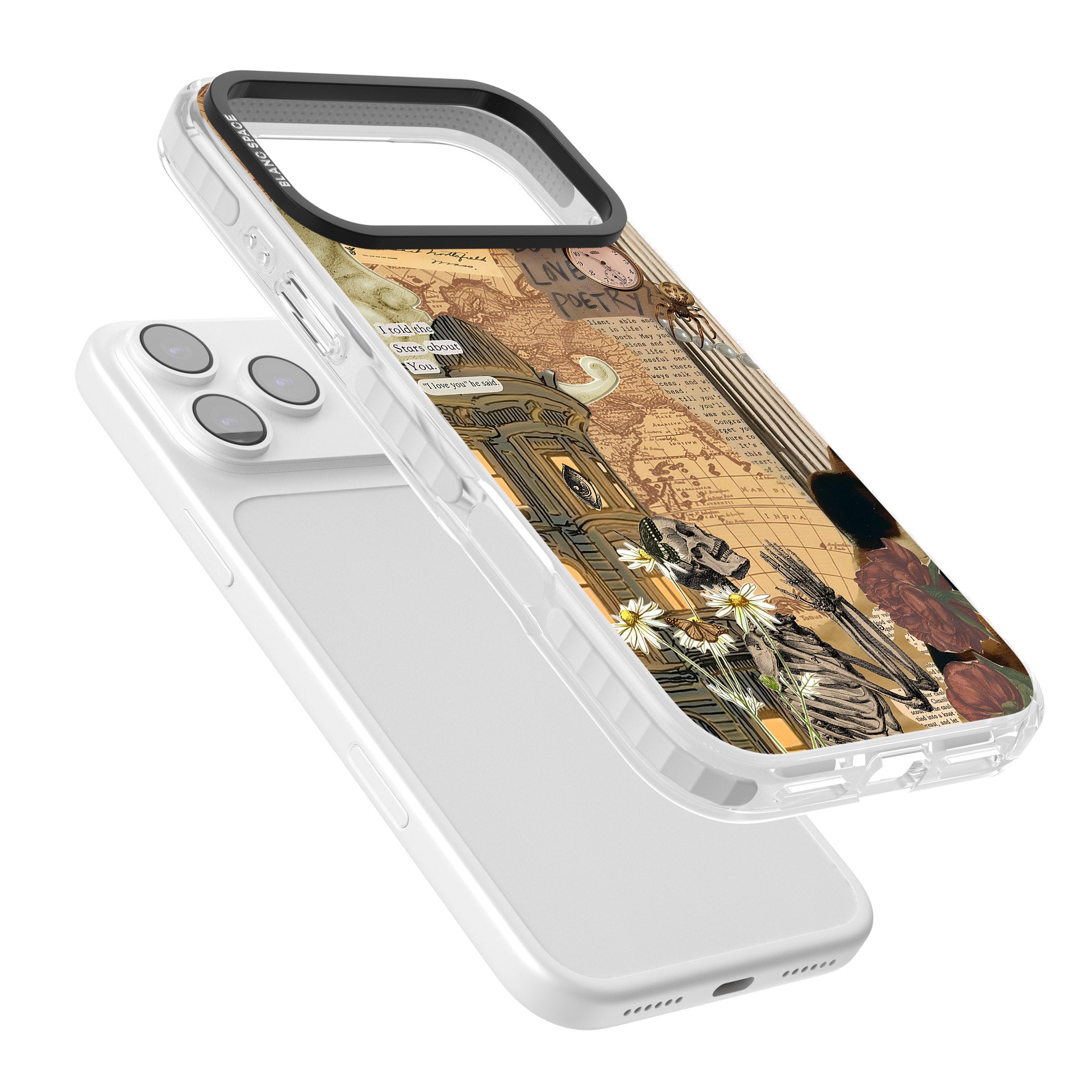 Skeleton Poetry iPhone 17 Pro Impact Clear Phone Case Colours