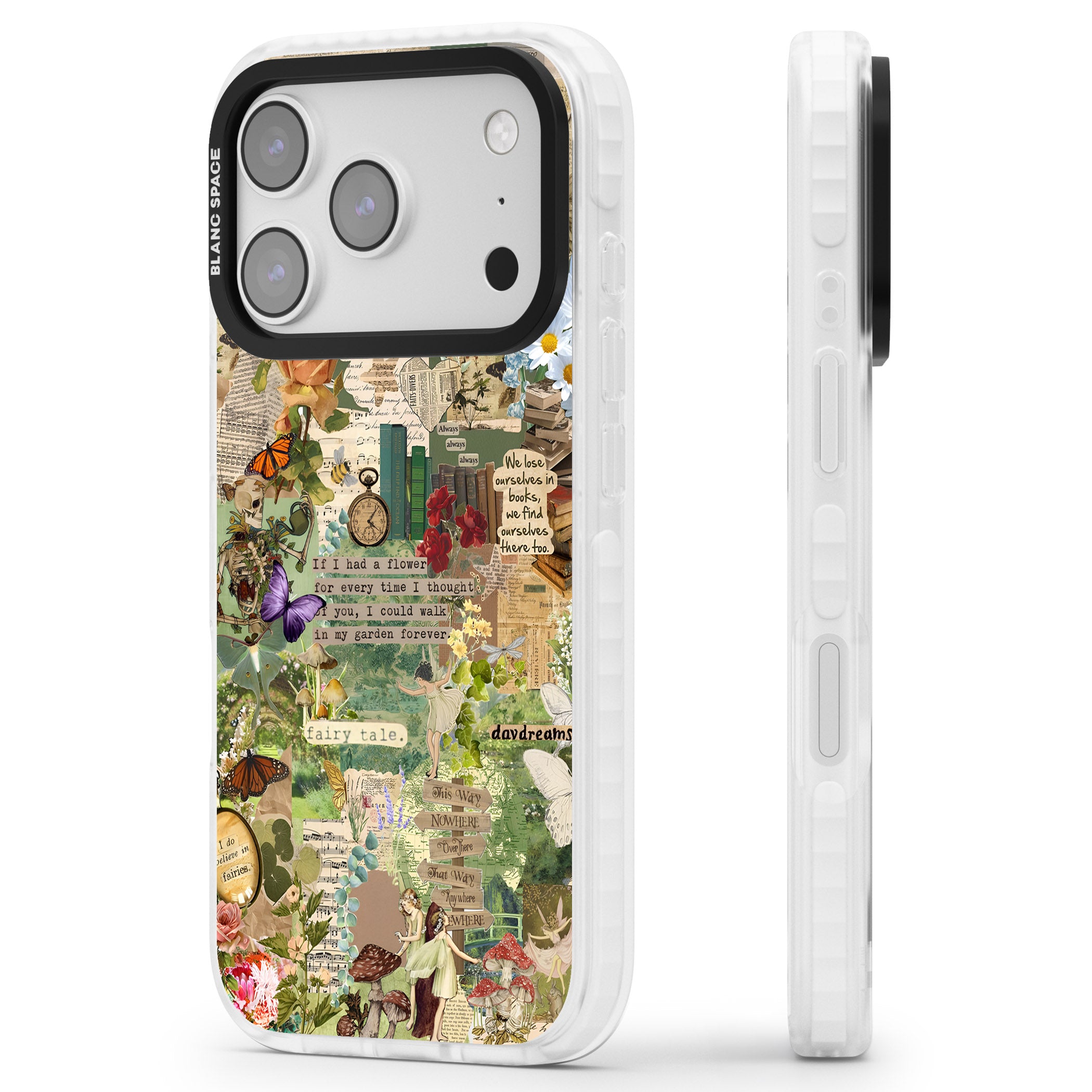 Enchanted Collage iPhone 17 Pro Impact Clear Phone Case Side Profile