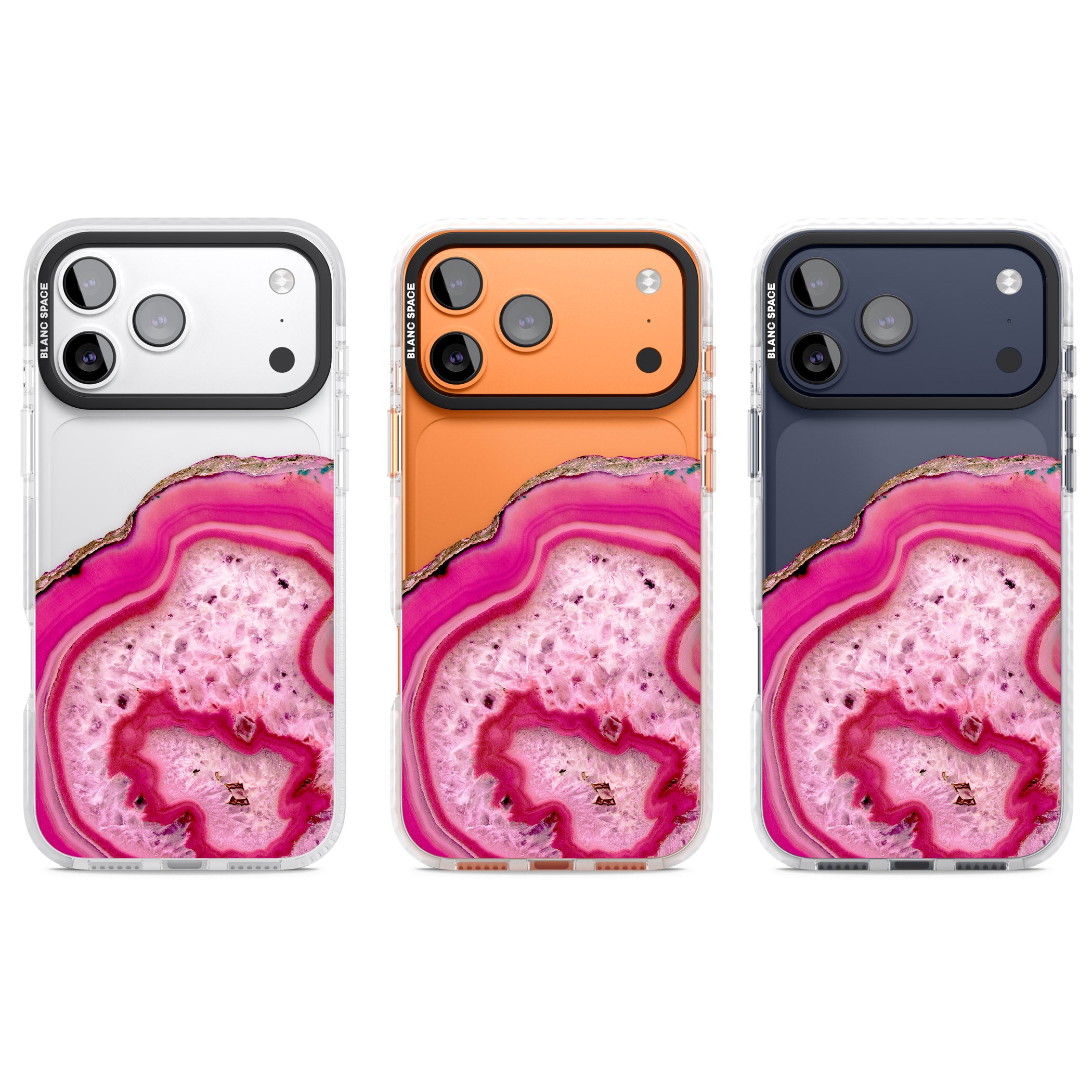 Pink Geode Crystal iPhone 17 Pro Impact Clear Phone Case APT Impact Protection