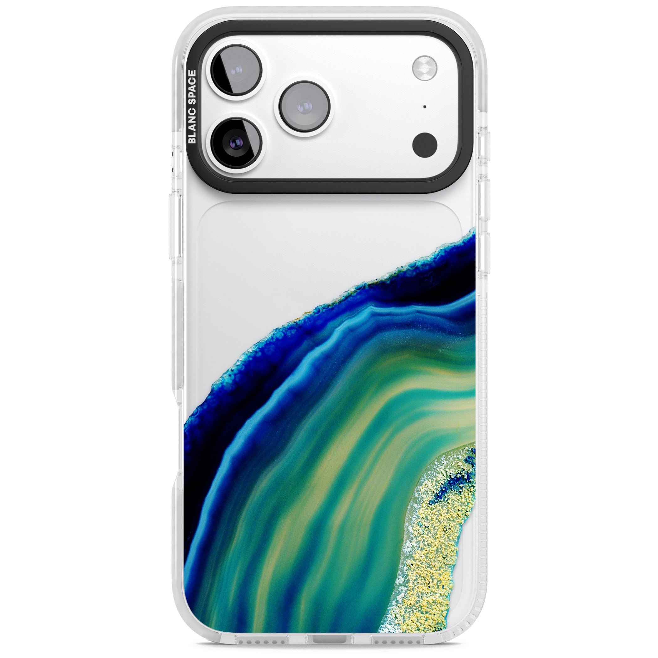 Green & Blue Emerald Geode iPhone 17 Pro Impact Clear Phone Case