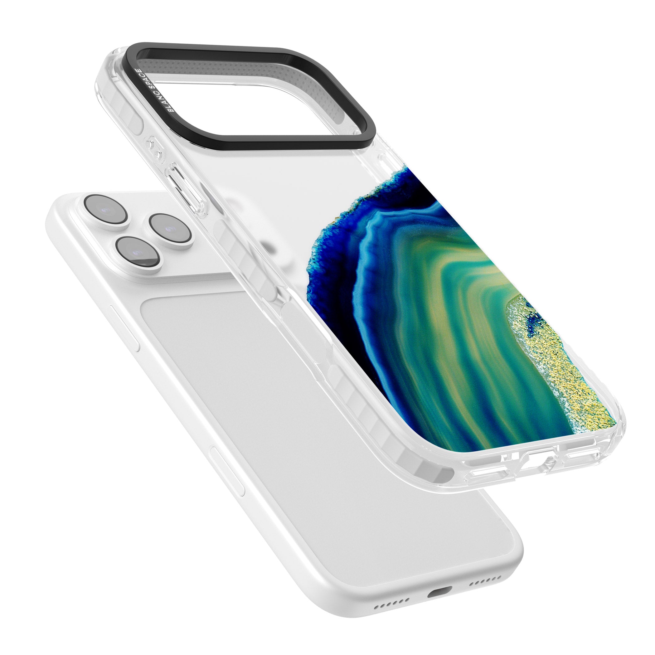 Green & Blue Emerald Geode iPhone 17 Pro Impact Clear Phone Case Colours