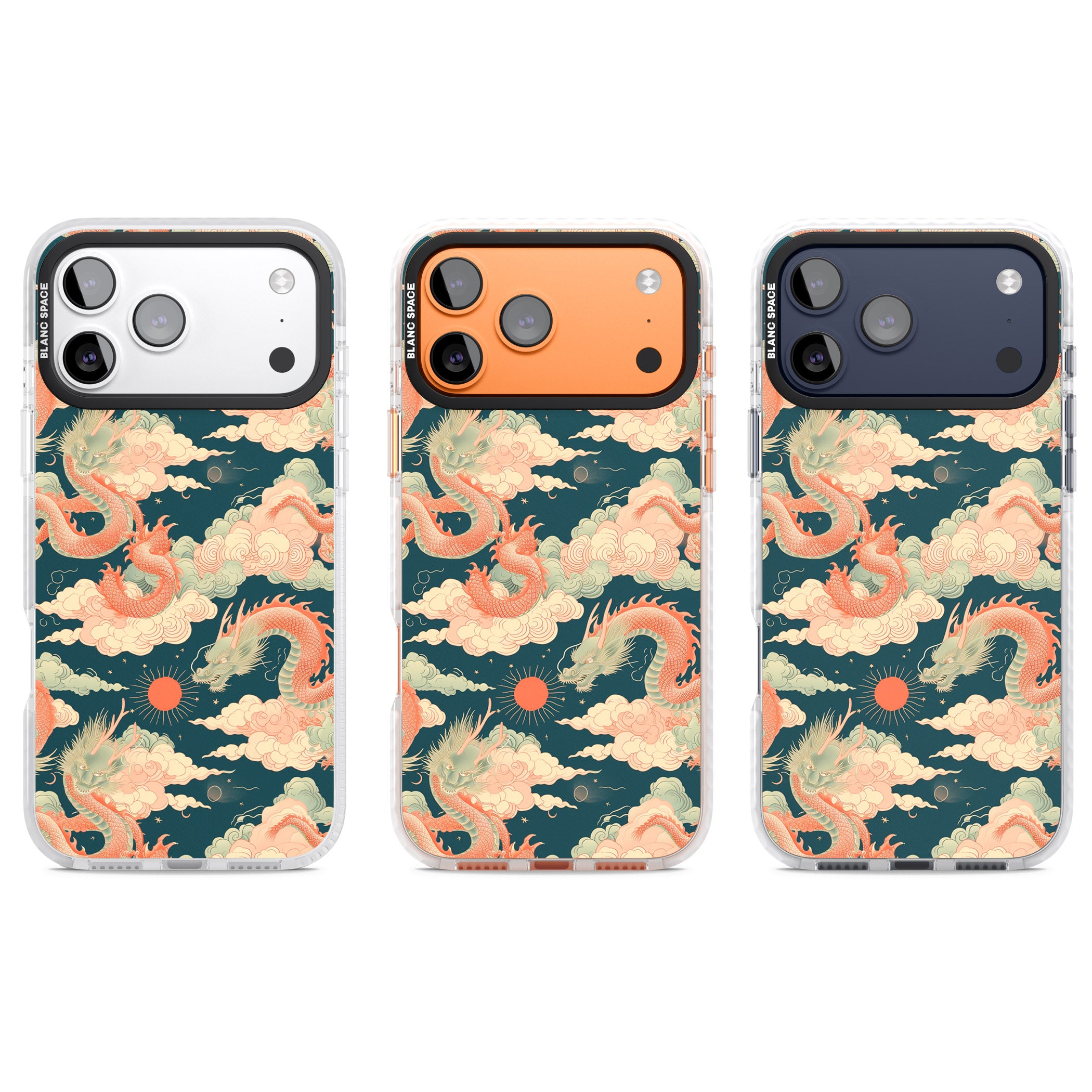 Chinese Dragons Clouds iPhone 17 Pro Impact Clear Phone Case APT Impact Protection