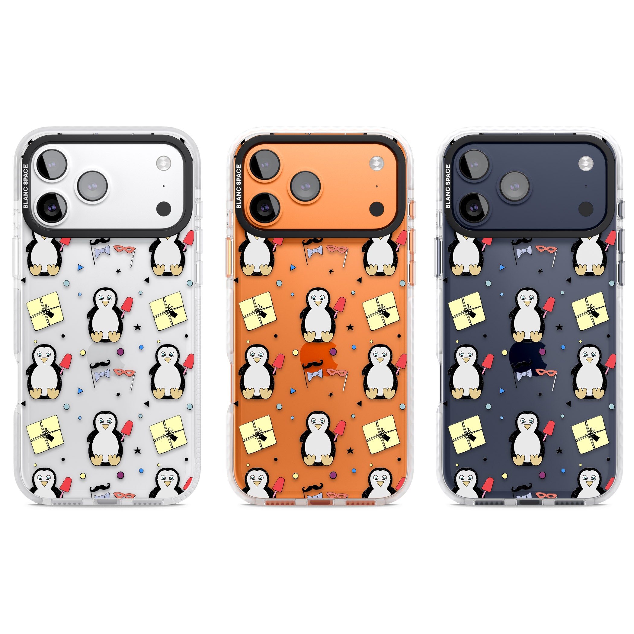 Cute Penguin Pattern Clear iPhone 17 Pro Impact Clear Phone Case APT Impact Protection