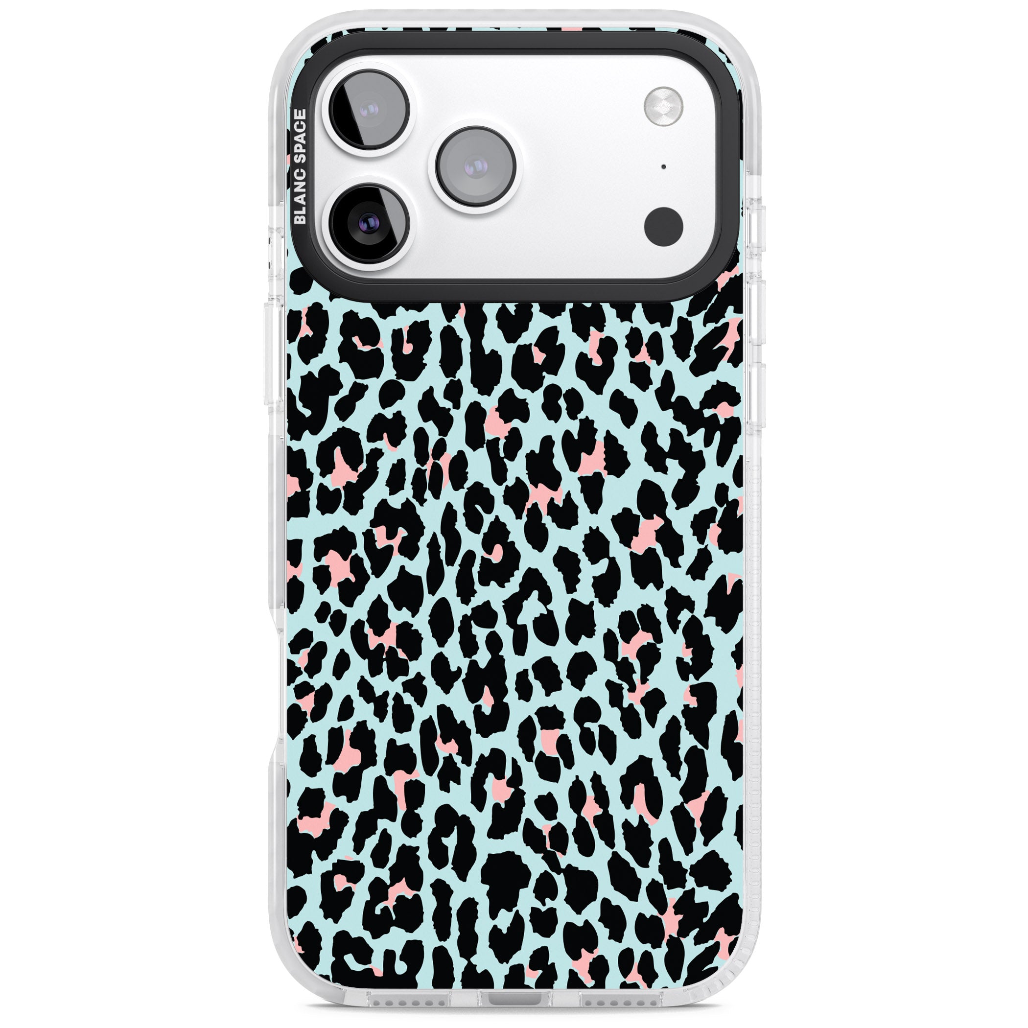 Pastel Blue & Pink Leopard Print iPhone 17 Pro Impact Clear Phone Case
