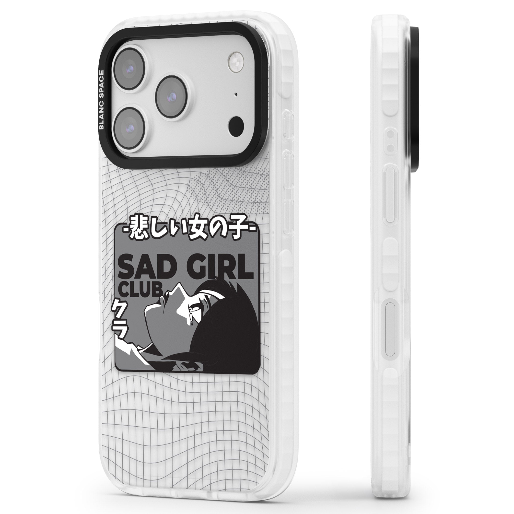 Sad Girl Club iPhone 17 Pro Impact Clear Phone Case Side Profile